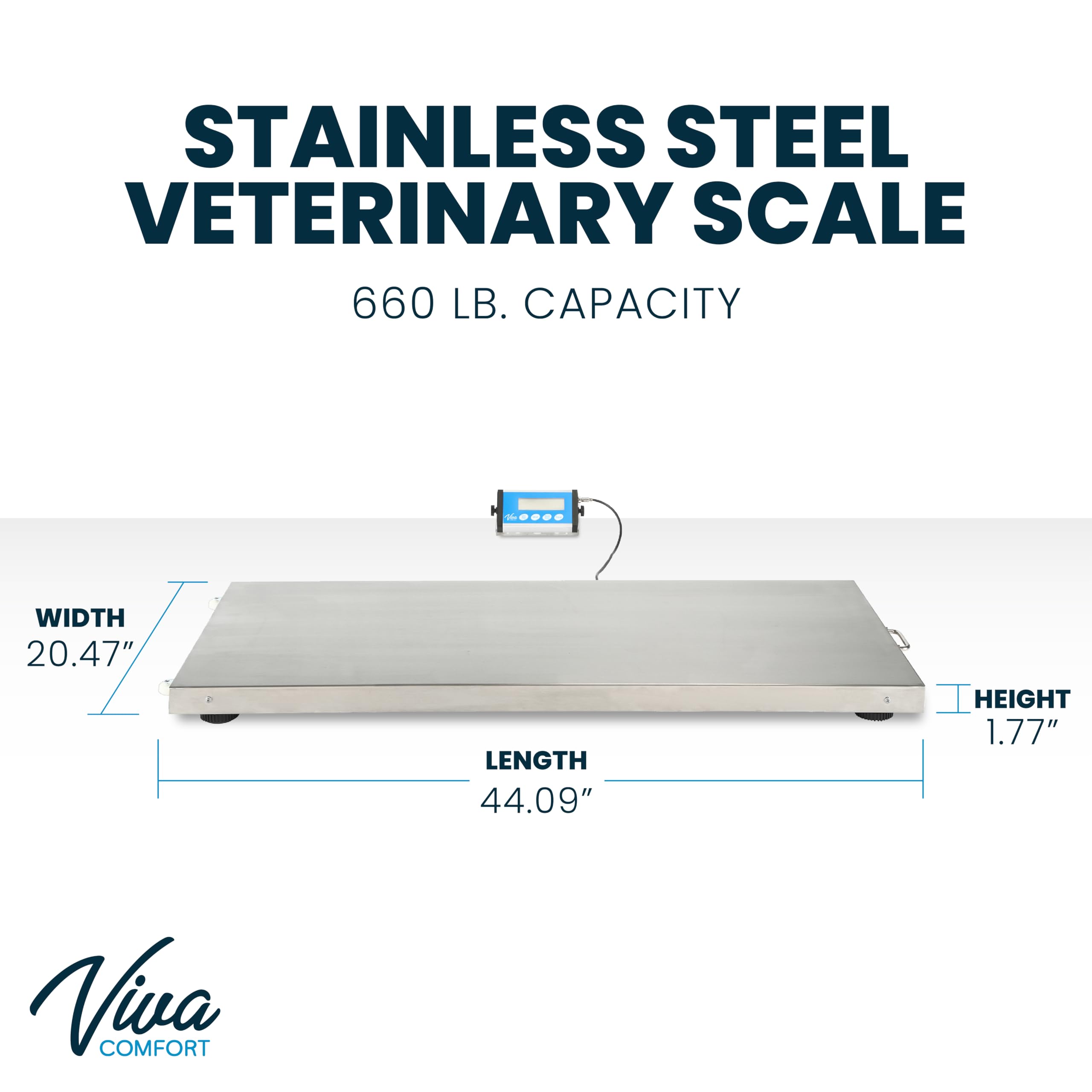 Digital Veterinary Scale for Large Dogs & Livestock - Heavy Duty 660 lbs Capacity (44.09