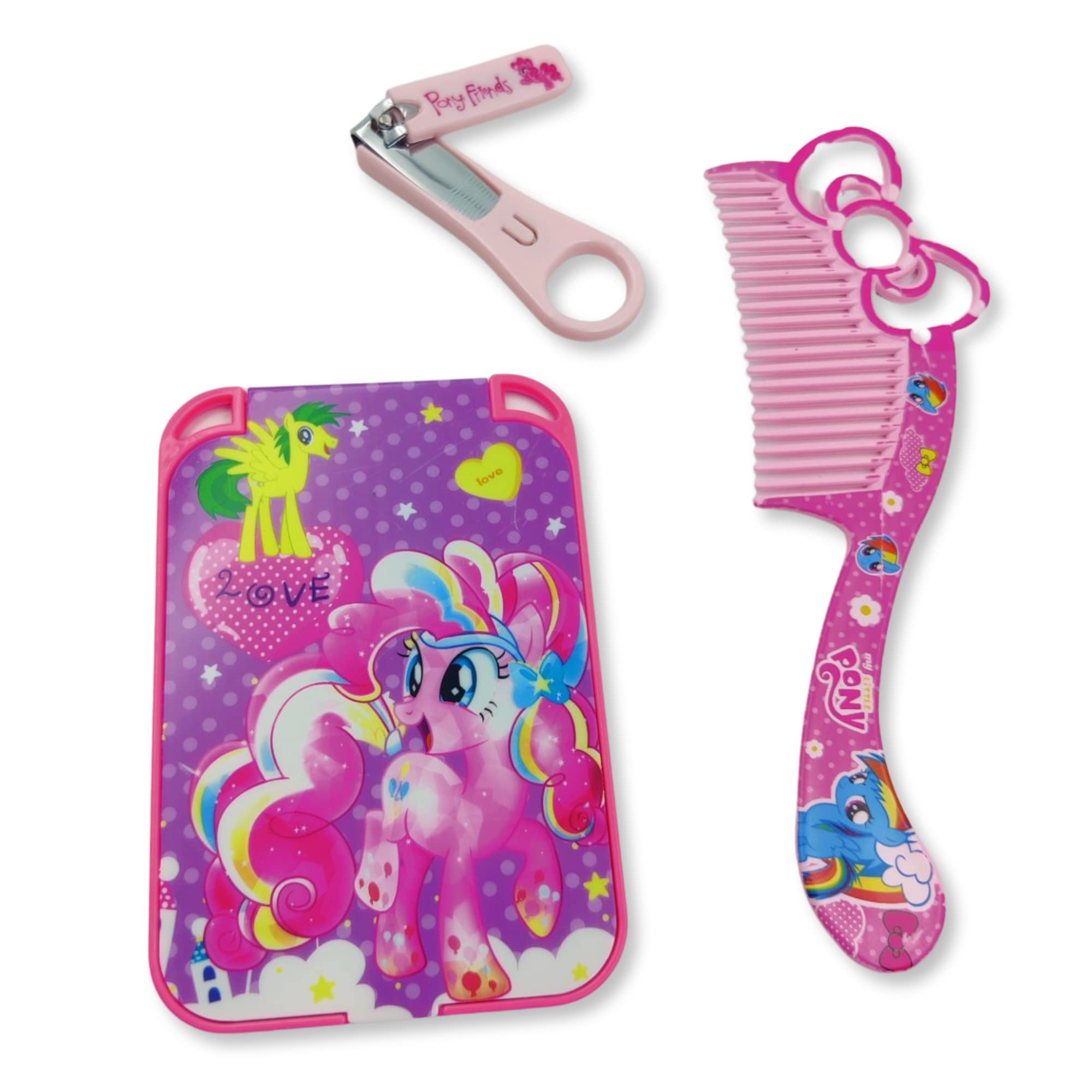 **Unicorn Mirror with Comb for Girls - Cute Vanity Set with Hair Comb & Nail Clipper - Perfect for Kids' Bedroom, Birthday Gifts & Makeup Play**