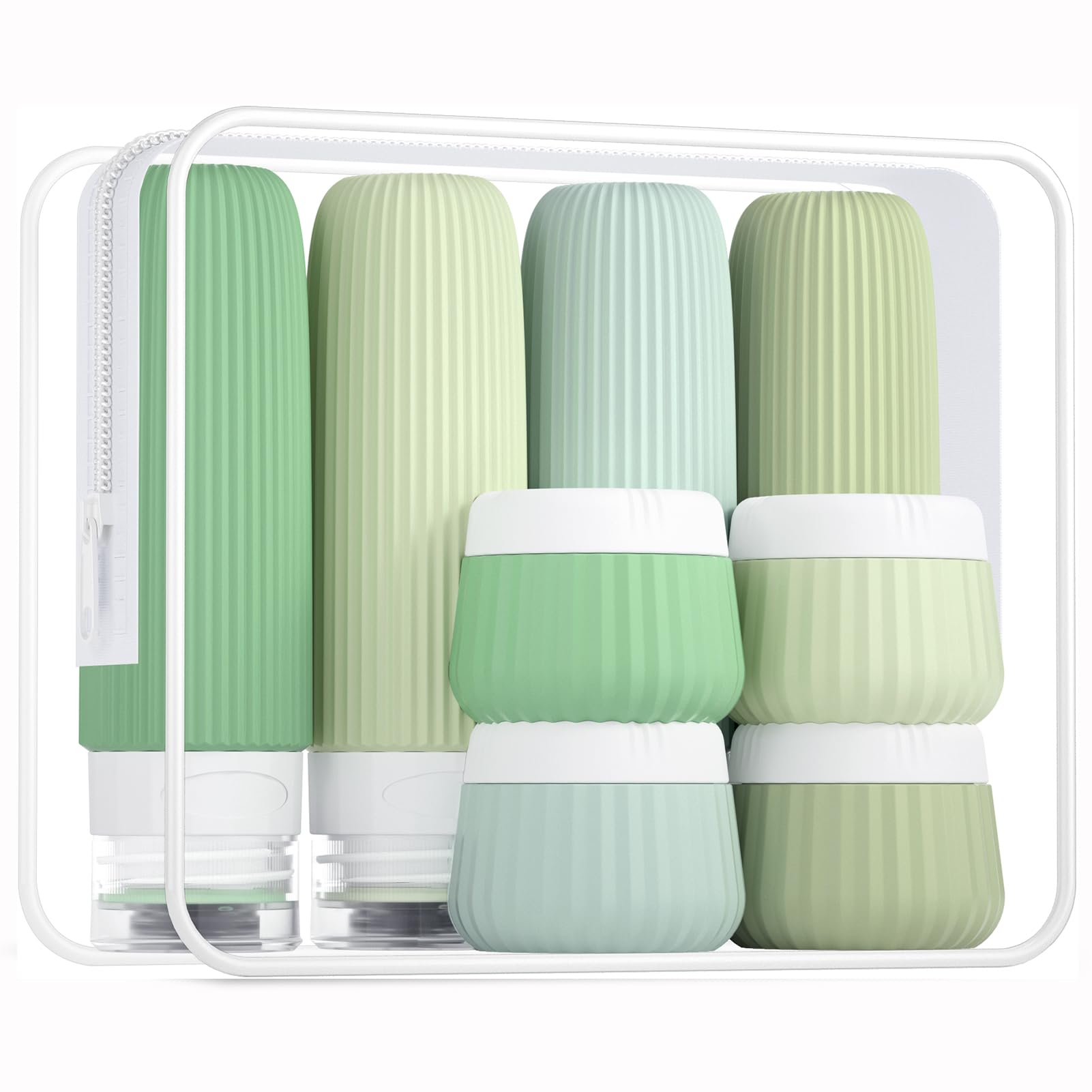 8 Pack TSA Approved Travel Bottles for Toiletries - 3oz Leak Proof Silicone Squeeze Bottles with Clear Bag | Perfect for Airplane Carry-On, Gym, Camping & Vacation Essentials