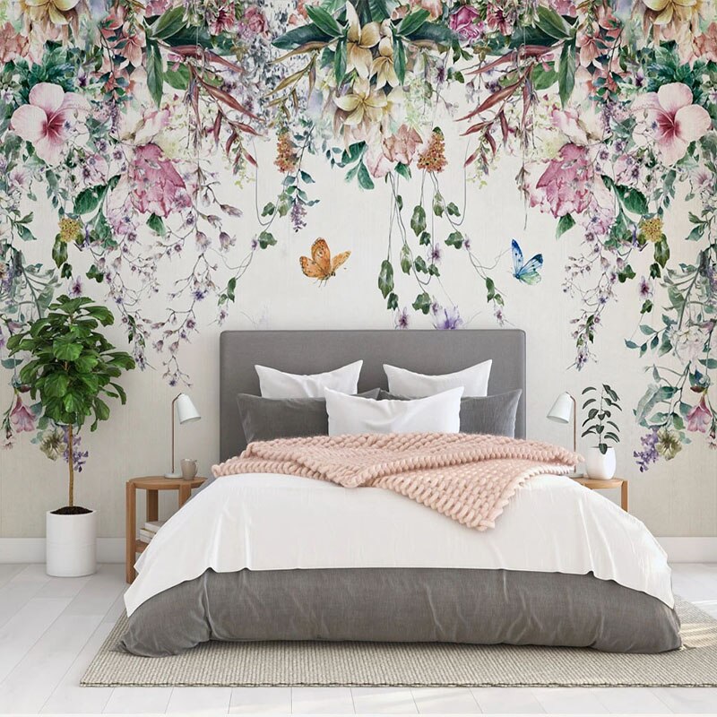 Vine Flowers Romantic Wallpaper - Self-Adhesive Peel and Stick Wallpaper for Home Decor, Bedroom, Living Room, Bathroom | Easy to Install & Removable