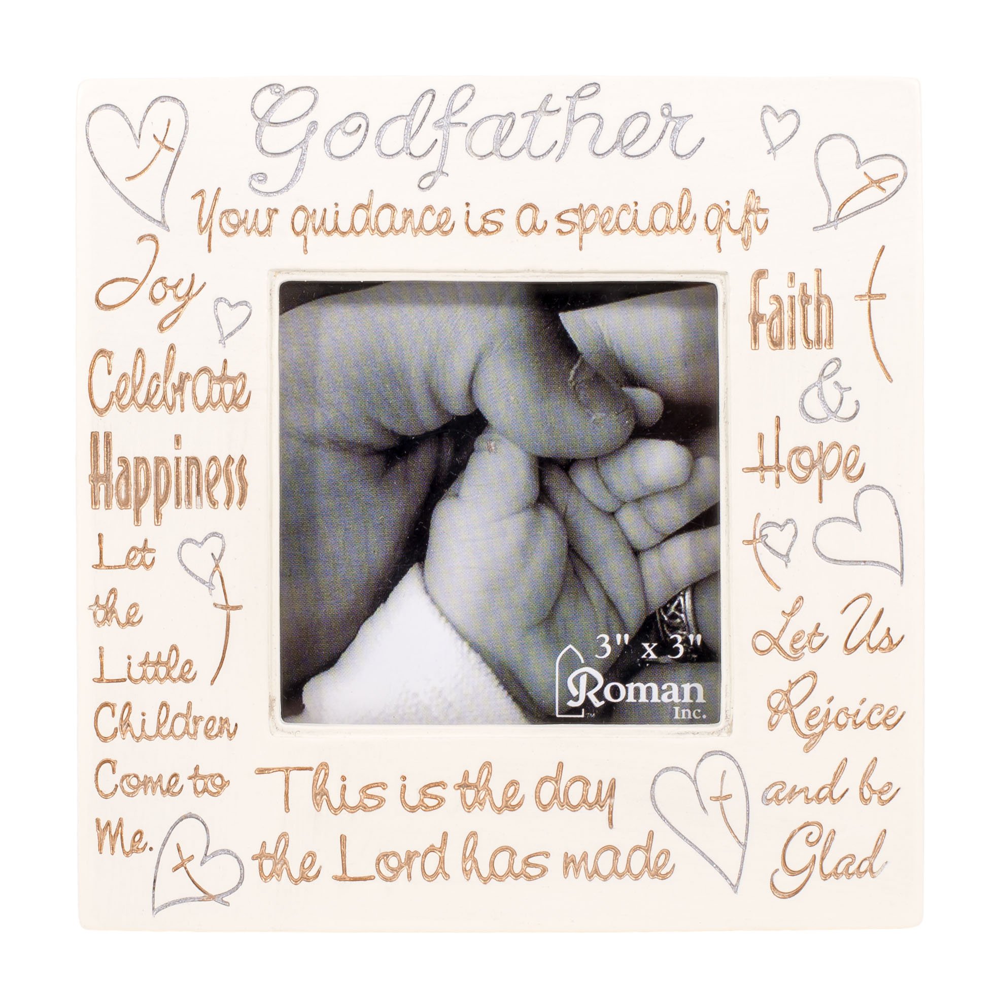 Godfather Guidance Special Words 4x4 Inch Resin Stone Picture Frame - Perfect for Home Decor, Office Desk, and Gift Giving