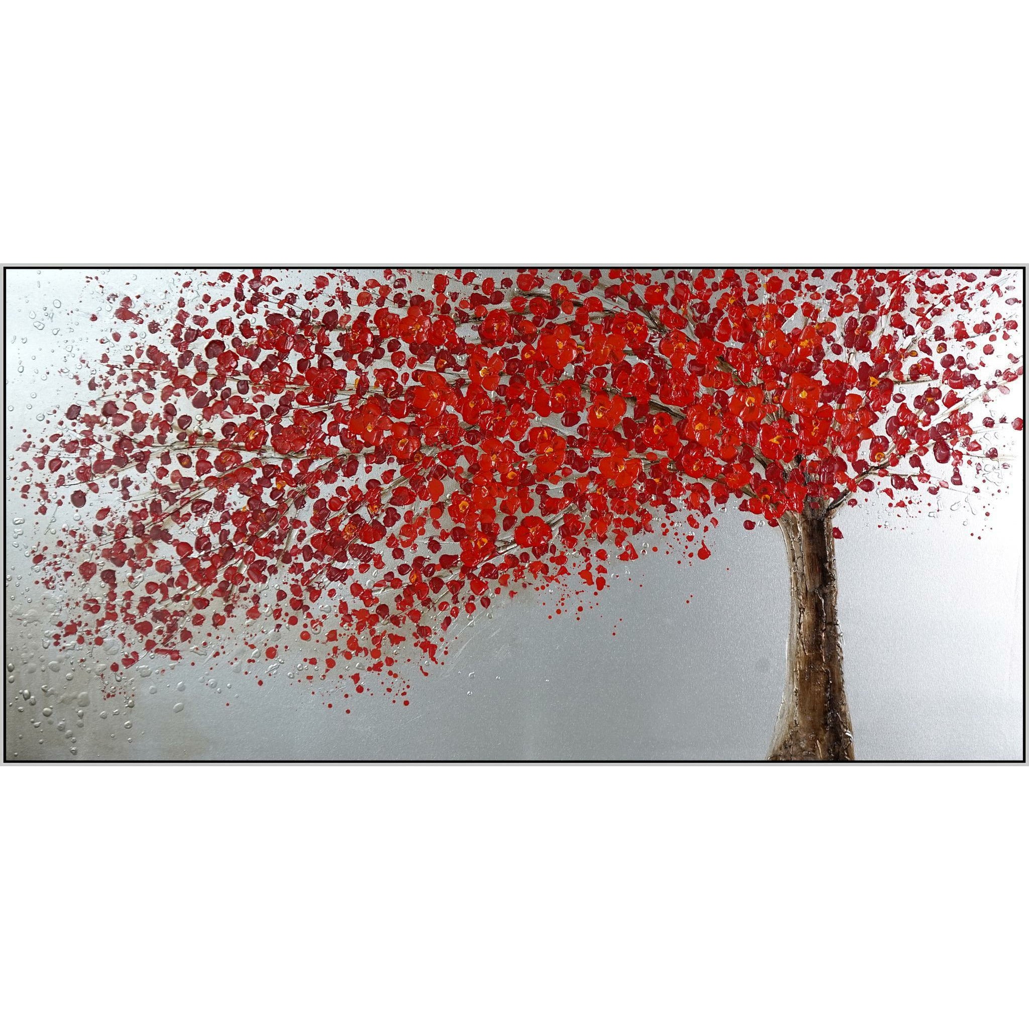 Red Tree Wall Art - Handmade Canvas Painting for Home & Office Decor - Perfect for Living Room, Bedroom, or Gift Giving