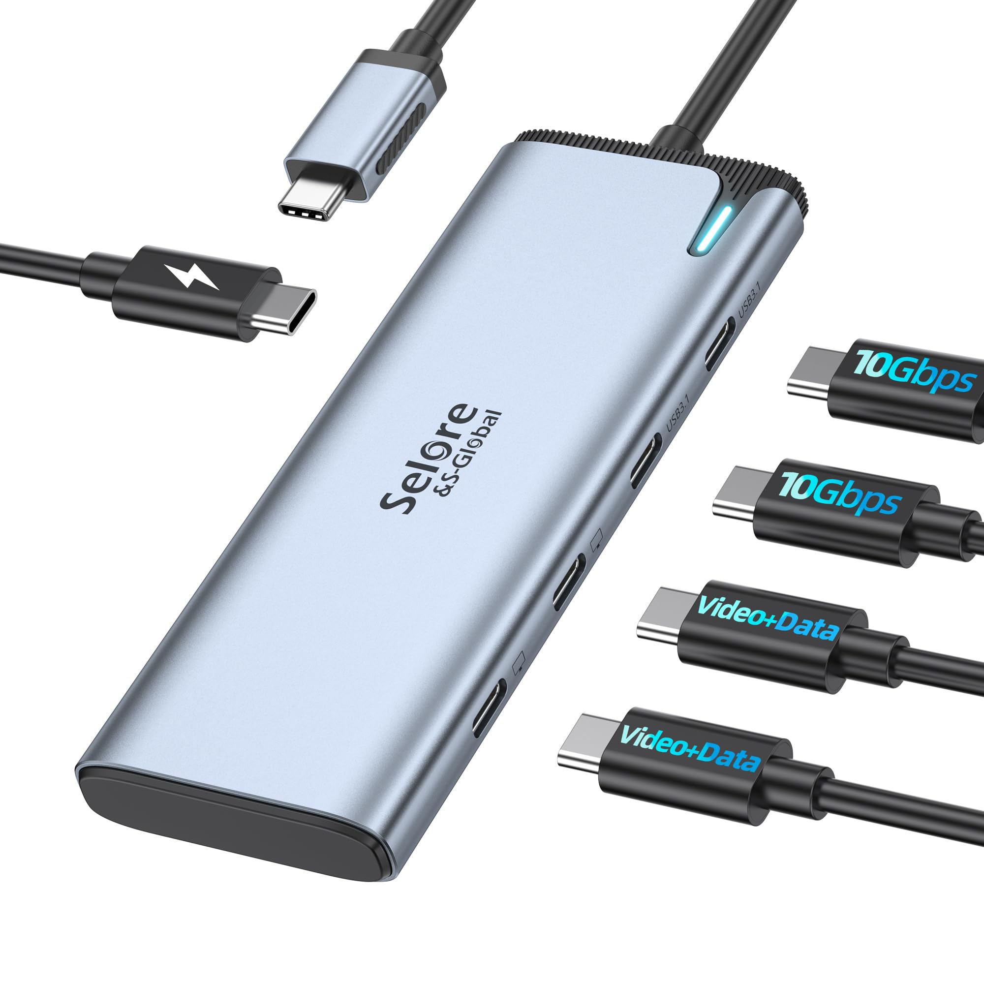 Selore&S-Global 5-in-1 USB C Hub Multiport Adapter with Dual 4K/60Hz HDMI, 10Gbps Data Transfer, 100W PD Charging - Compatible with MacBook Pro/Air, Dell XPS, Surface Pro for Home Office & Gaming Setup