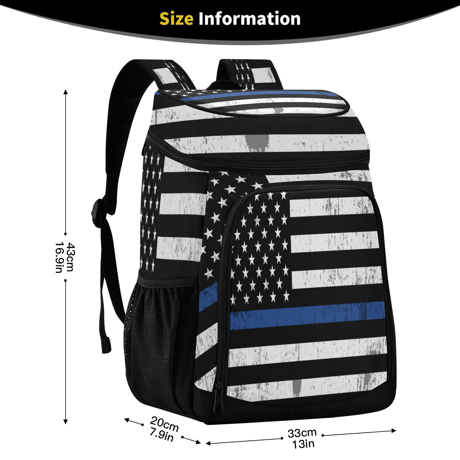 Xigua Insulated Cooler Backpack for 30 Cans - Leakproof American Flag Design Lightweight Lunch Bag for Men & Women | Perfect for Picnics, Beach Trips, Camping & Outdoor Adventures