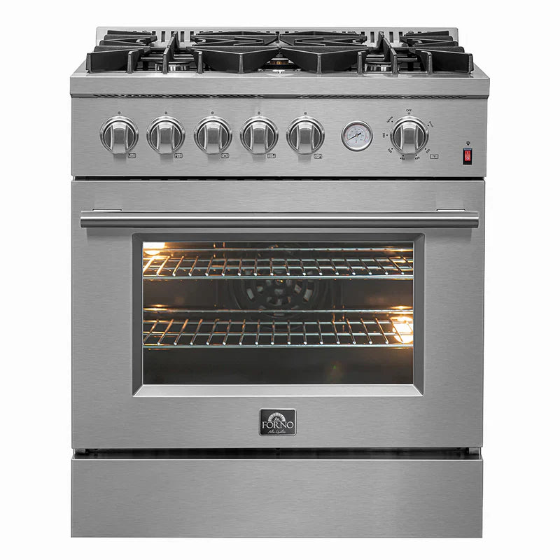 **Forno Giovanni 30 Inch Stainless Steel Gas Range - 5 Burner Convection Oven with Temperature Gauge (Model FFSGS6274) - Perfect for Home Kitchens & Professional Chefs**