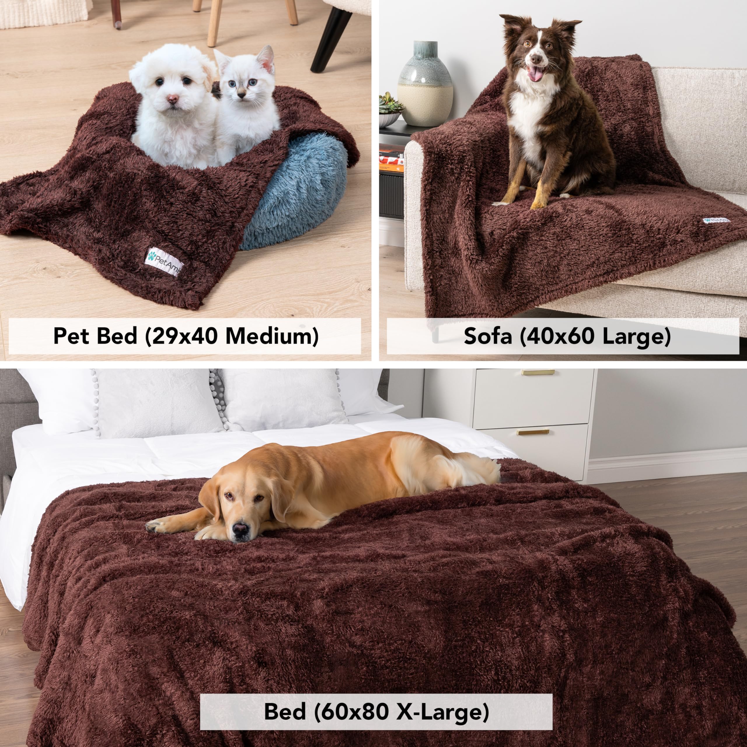 PetAmi Fluffy Dog Blanket for Small Dogs - Soft Sherpa Fleece for Couch & Bed