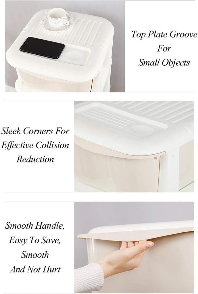 4-Tier Plastic Storage Bins with Slotted Drawers - Dustproof & Moisture Proof Organizer Cabinet (Macaron White) for Bedroom, Closet & Office Organization