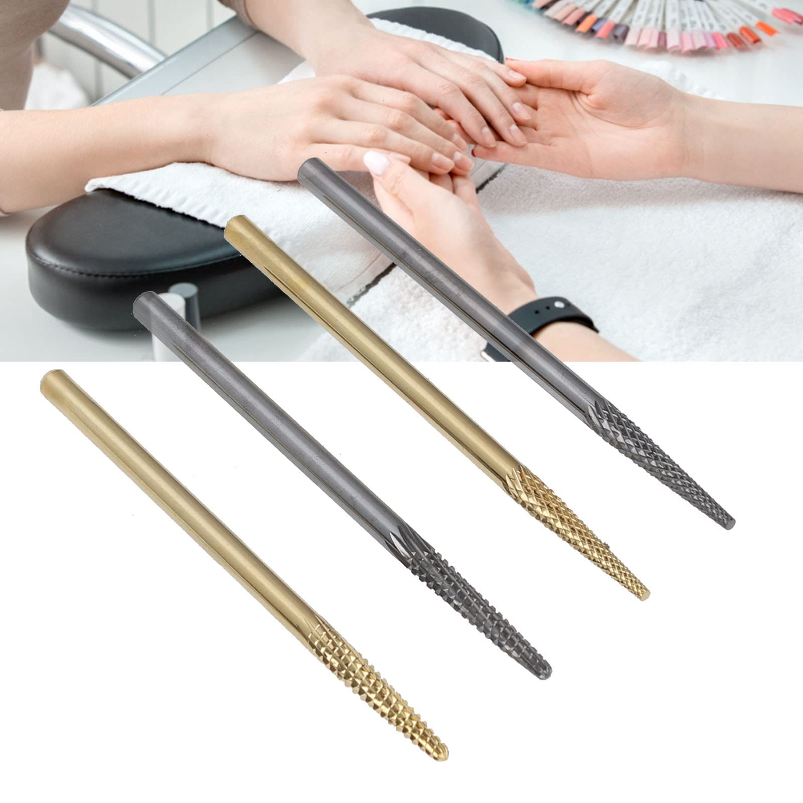 Professional 4pcs Tungsten Steel Nail Art Drill Bits Set for Manicure & Pedicure - Home Salon & Nail Care Essentials - Perfect for DIY Nail Art, Acrylics & Gel Extensions
