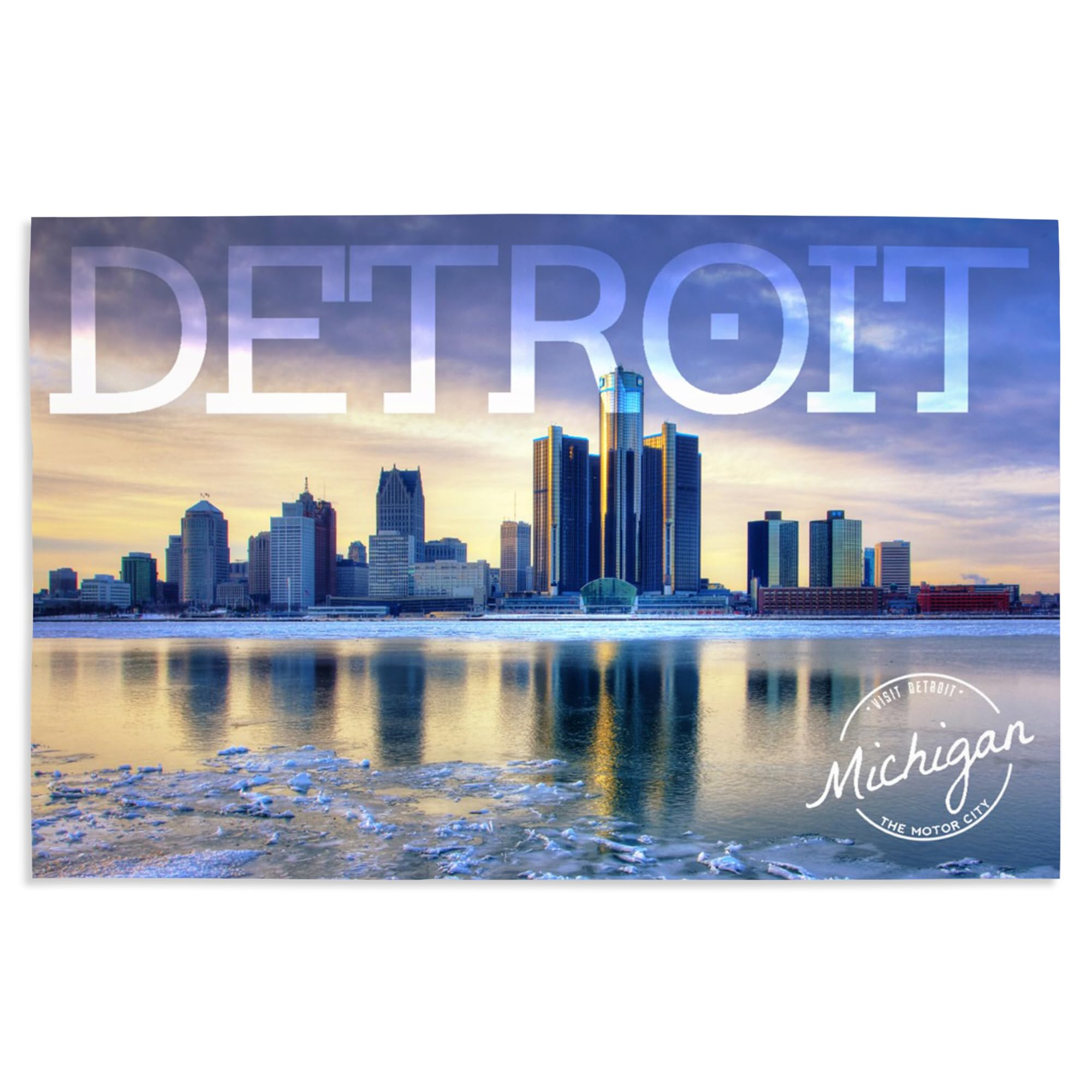 Lantern Press 16x24 Inch Giclee Art Print - Detroit Michigan Winter Landscape Wall Decor - Perfect for Living Room, Bedroom & Office