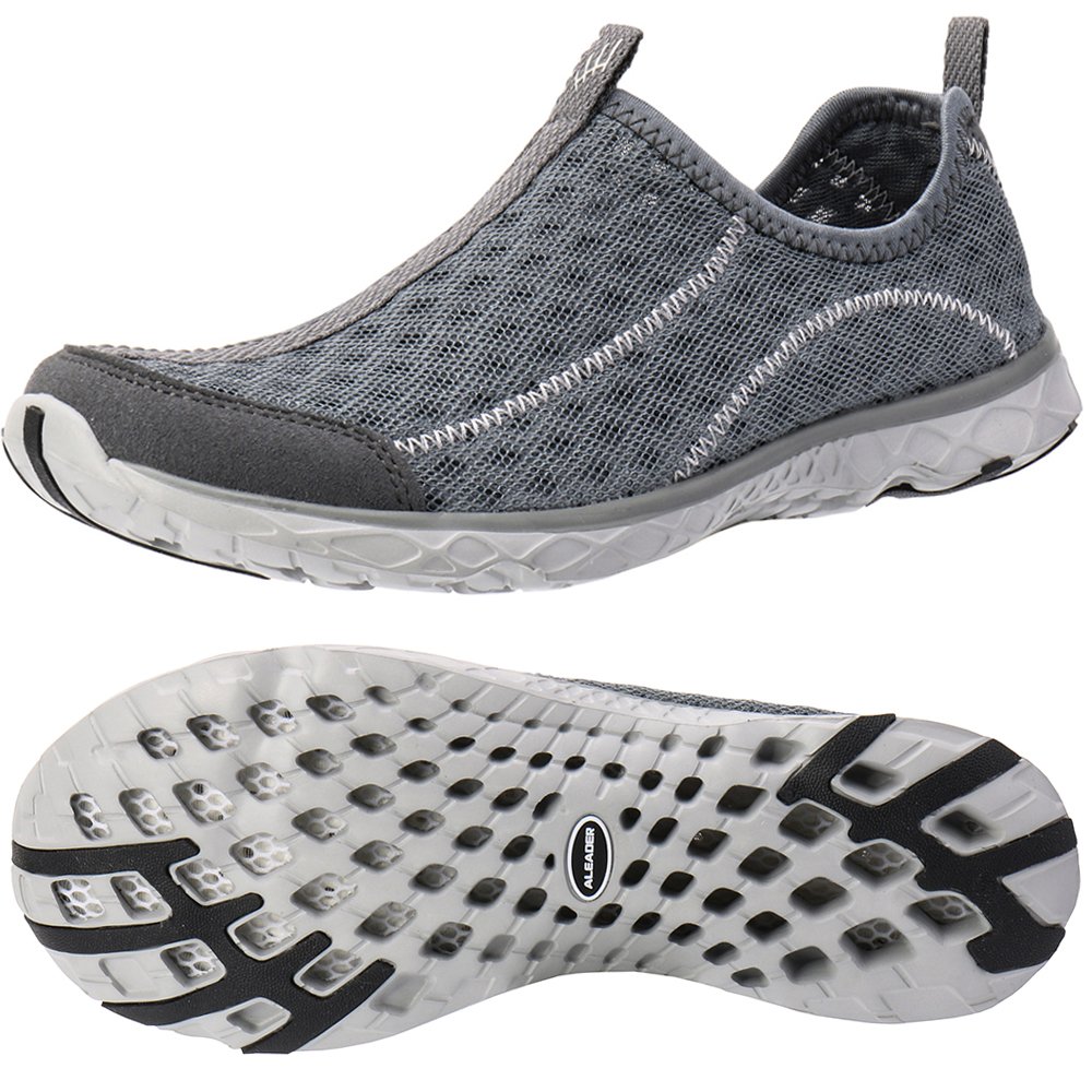 ALEADER Men's Breathable Mesh Slip-On Water Shoes for Swimming, Beach, Aqua Socks - Lightweight Quick-Dry Comfortable Walking Shoes for Pool, Boating, Yoga