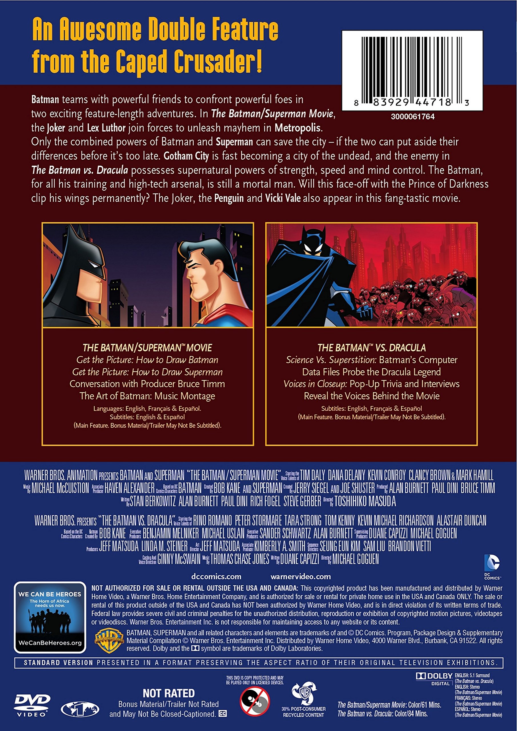 The Batman: Double Feature DVD (Single Disc) - Action-Packed Superhero Movies for Home Entertainment & Movie Nights