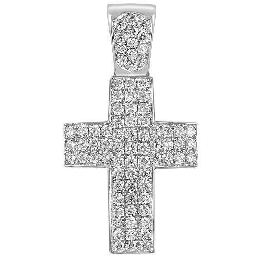 14K White Solid Gold Men's Diamond Cross Pendant Necklace - 7.00 CTW Diamond Jewelry for Gifts, Weddings & Special Occasions