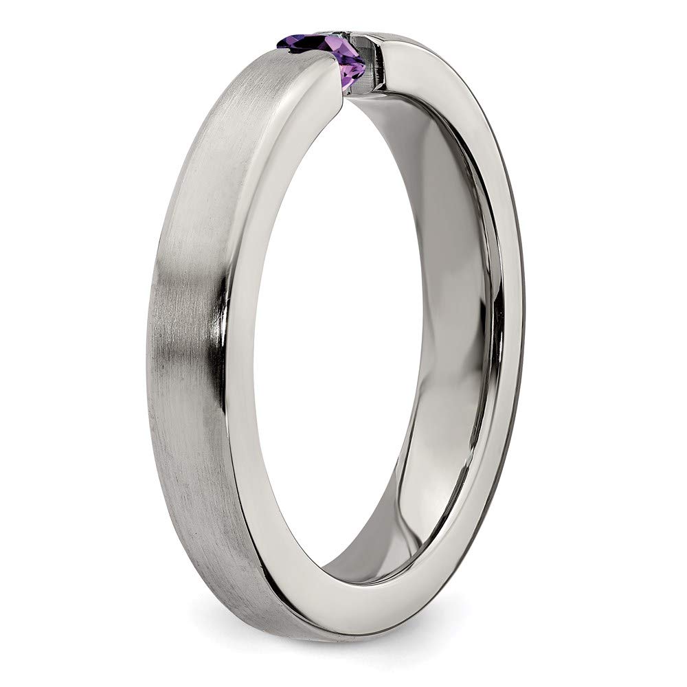 4mm Titanium Satin Amethyst Wedding Band Ring for Women - Elegant Bridal Engagement Jewelry, Perfect Gift for Her - Ideal for Proposals, Anniversaries & Special Occasions