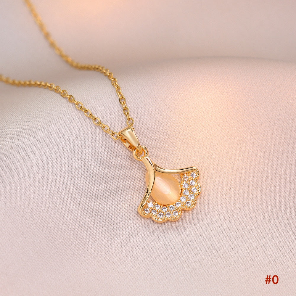 14K Gold Plated Ginkgo Leaf Pendant Necklace for Women - Elegant Dainty Chain Jewelry Gift for Her | Perfect for Everyday Wear, Date Night & Special Occasions