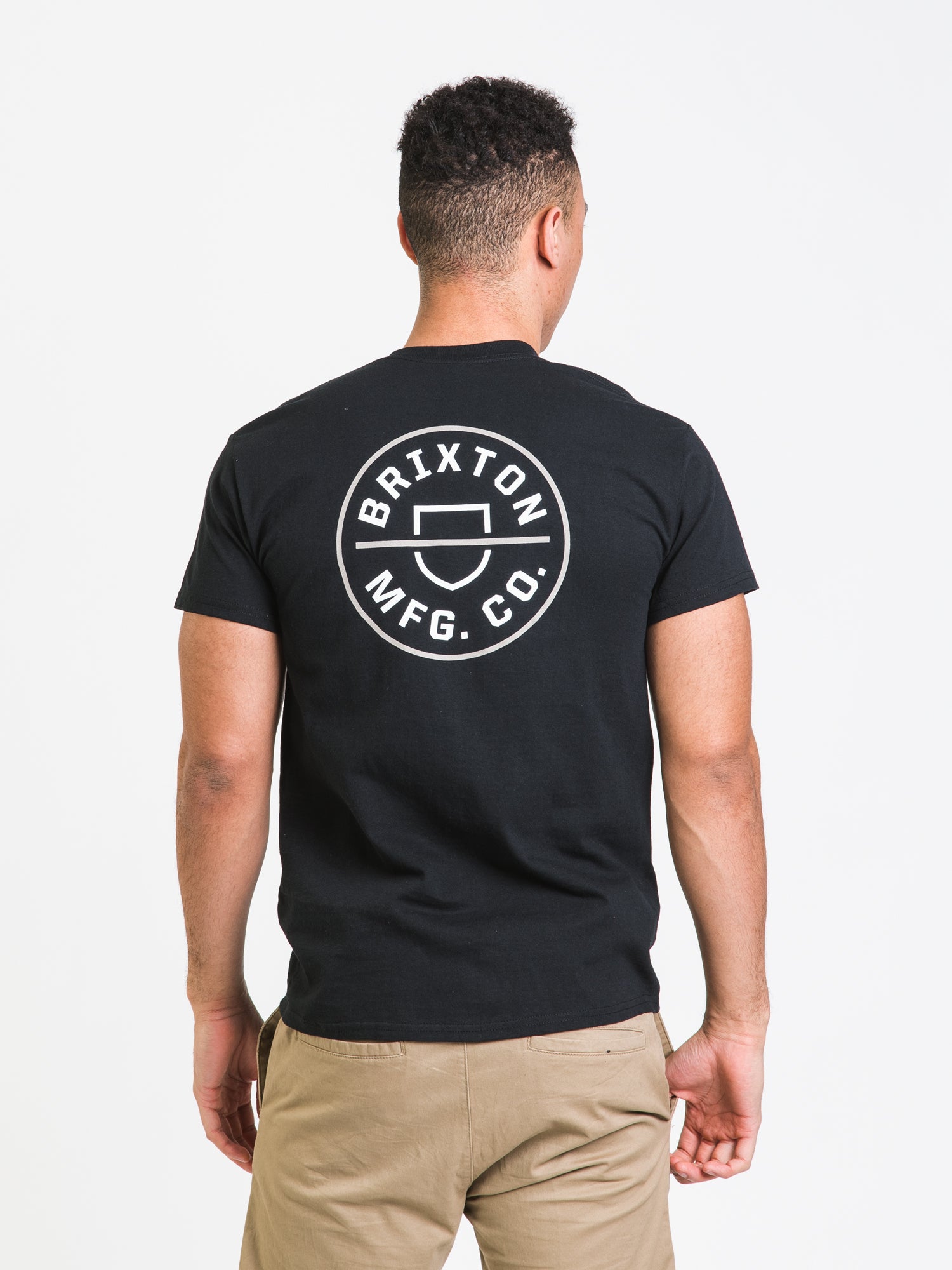 BRIXTON CREST II T-Shirt for Men - Black Pebble Color | Comfortable Cotton Tee | Casual Streetwear & Everyday Wear | Clearance Sale