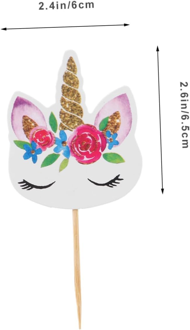 Flairs New York Unicorn Cupcake Toppers - Pack of 24 Dreamy Party Decorations for Birthday, Baby Shower & Wedding Celebrations