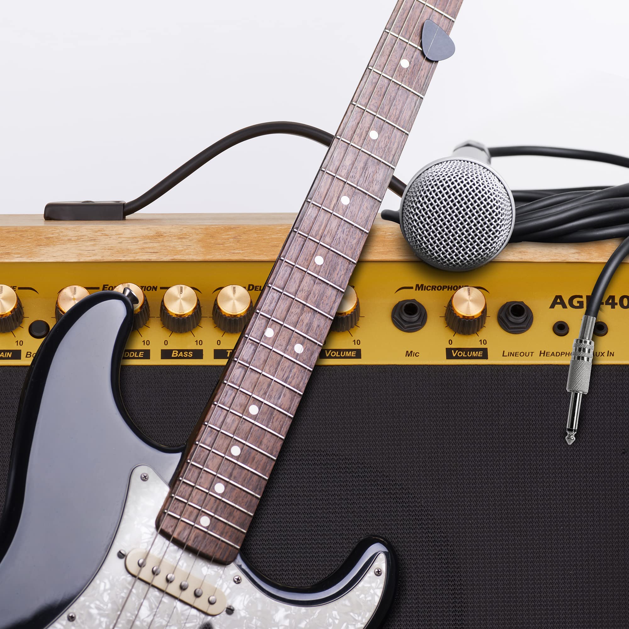 LyxPro 40 Watt Electric Guitar Amplifier - Solid State Studio Amp with 8” 4-Ohm Speaker, Custom EQ, Drive & Delay Effects, ¼” Inputs for Passive/Active/Microphone, Aux & Headphone Jack - Natural Finish | Perfect for Home Practice, Studio Recording & Live Performances