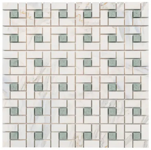 Premium Calacatta Gold Marble Pinwheel Mosaic Tile - Polished or Honed Finish for Kitchen Backsplash, Bathroom Wall & Flooring