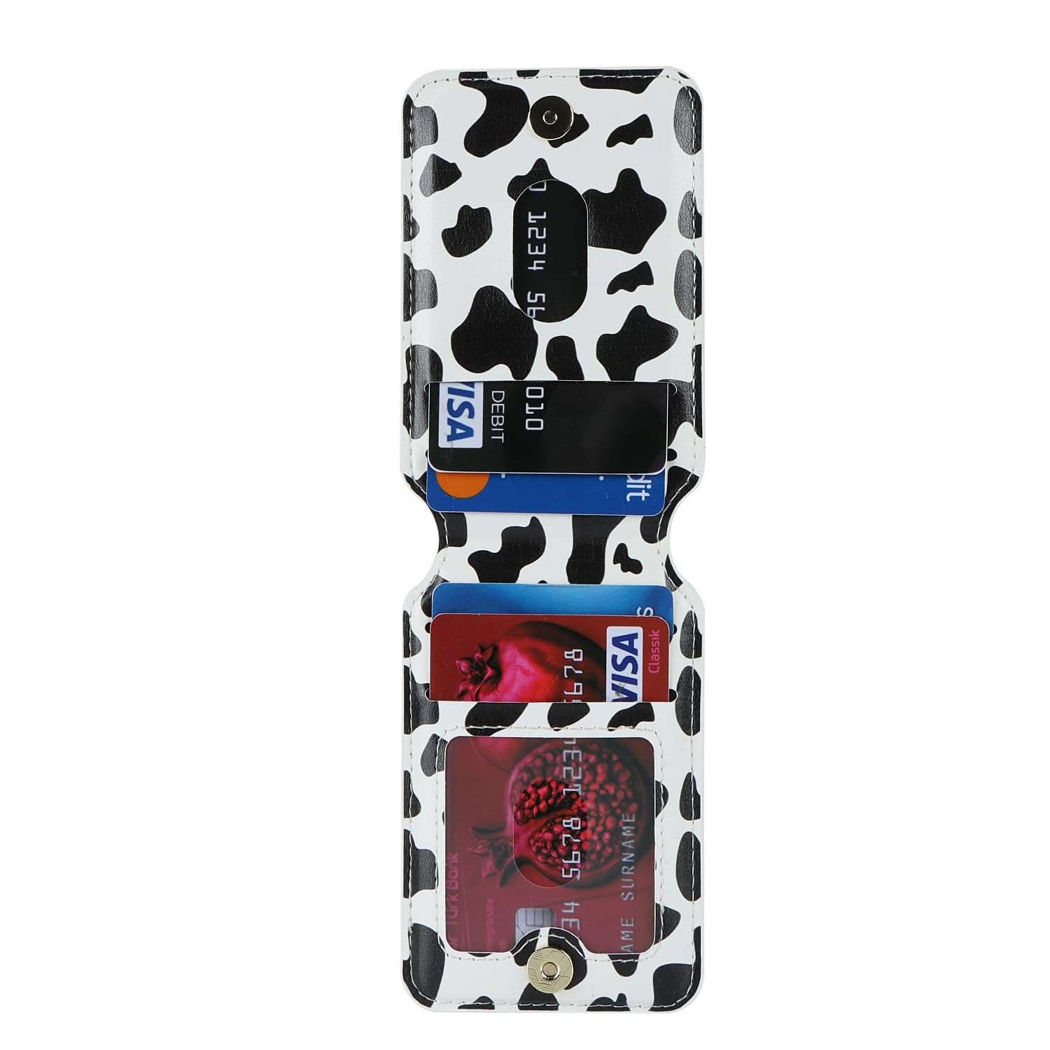 Magnetic Wallet for iPhone 16 Pro Max/14 Pro/15/14 Plus/13/12 - Magsafe Compatible Card Holder & Phone Wallet Case with Cow Stripes Design - Perfect for Travel, Shopping and Everyday Use