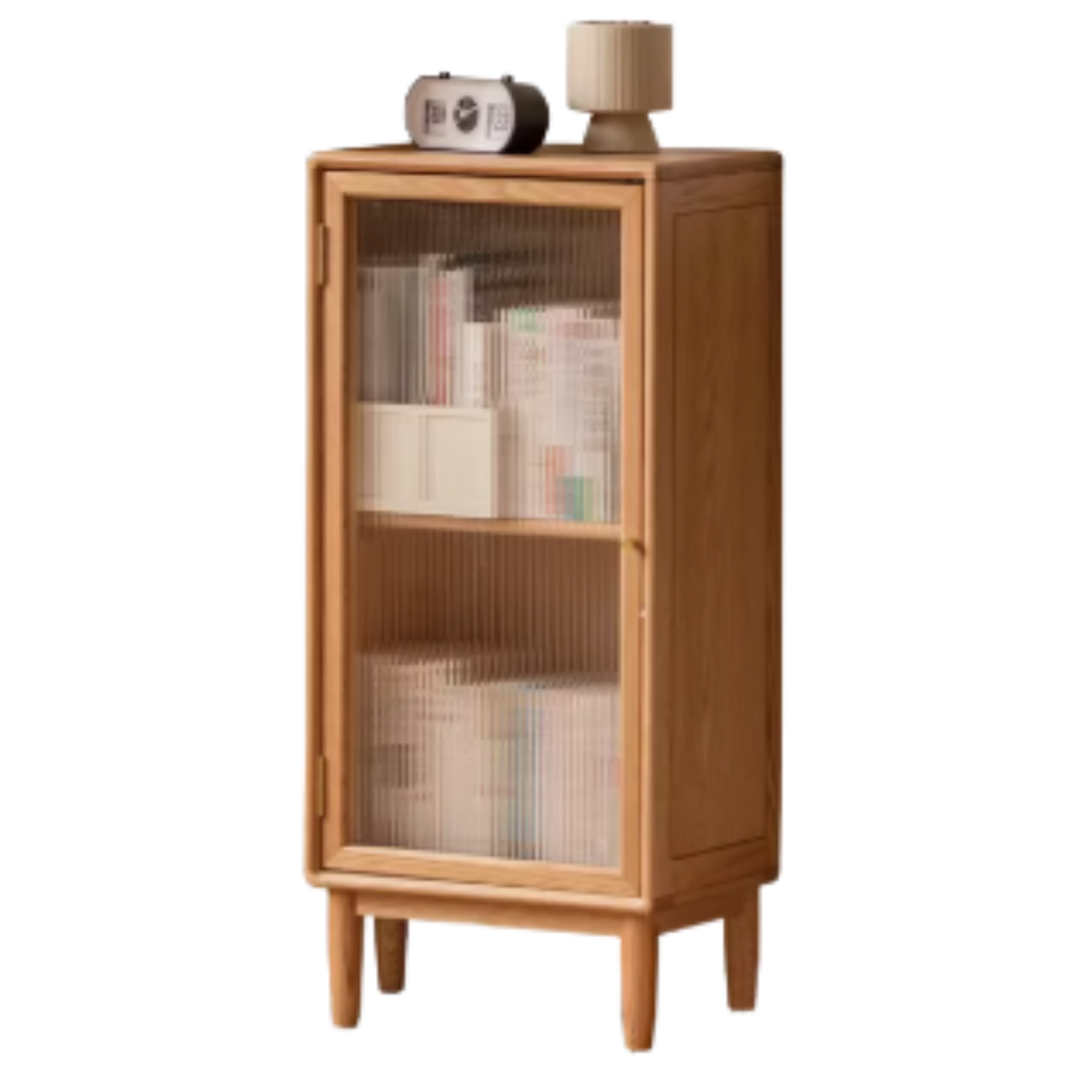 Solid Oak Wood Side Cabinet - Small Bookcase with Adjustable Shelves for Living Room, Bedroom, or Office Storage | Rustic Home Decor Furniture