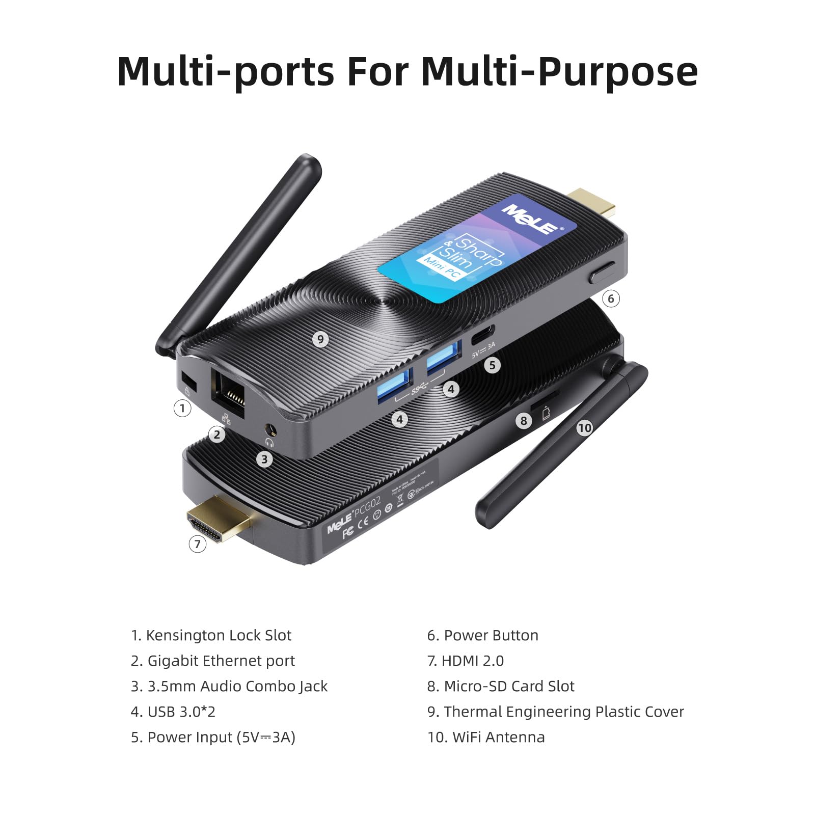 MeLE PCG02 Fanless Mini PC Stick - Intel J4125 8GB RAM 256GB SSD, 4K HDMI Portable Computer, WiFi 5, Gigabit Ethernet, Unlocked BIOS | Perfect for Business, Media, IoT, Home Office & Digital Signage