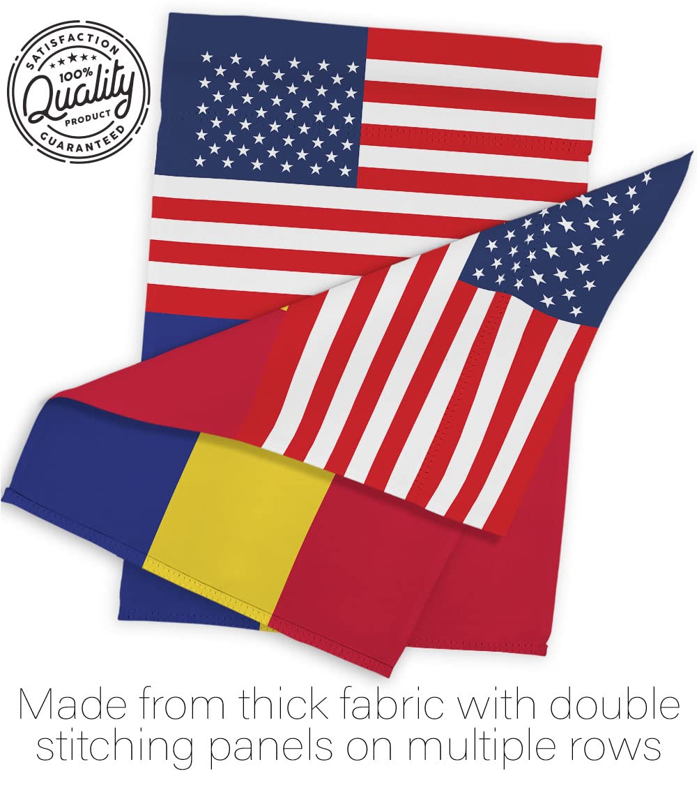 Americana Home & Garden Romania-US Friendship House Flag - Double-Sided Decorative Banner for Yard, Garden & Outdoor Decor - Made in USA - Perfect for International Friendship Celebrations & Patriotic Displays