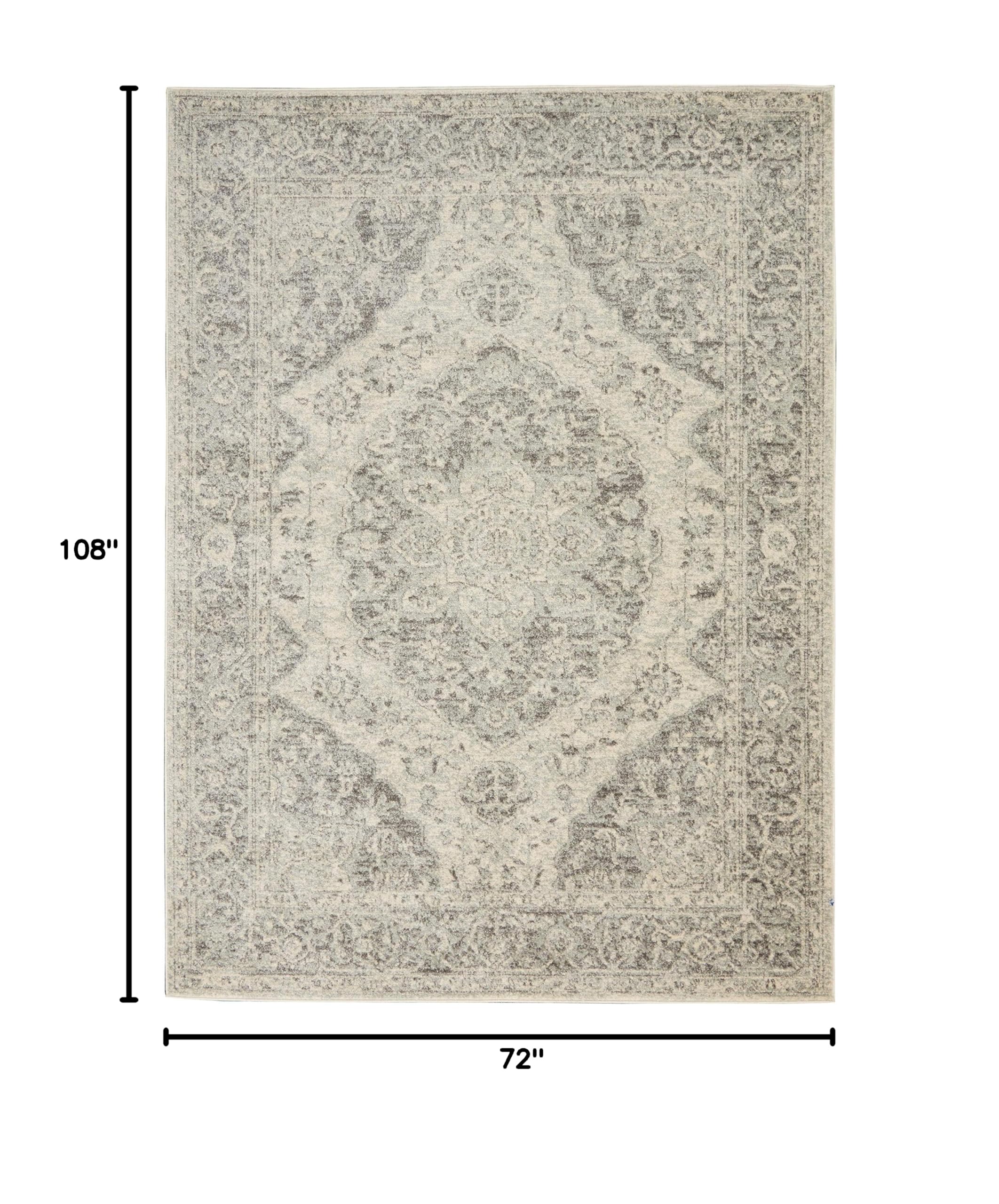Nourison Tranquil Traditional Ivory/Grey 6' x 9' Area Rug - Non-Shedding, Easy to Clean, Soft & Durable - Perfect for Bedroom, Living Room, Dining Room & Kitchen Decor (6x9)