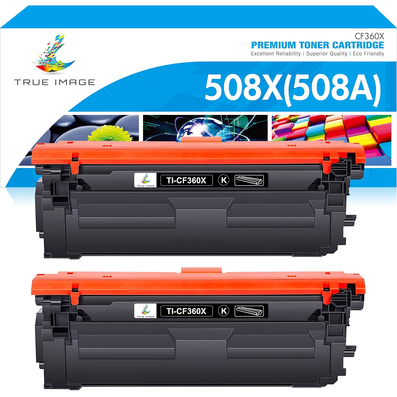 HP 508X 508A CF360X CF360A Compatible Toner Cartridge Replacement (Black, 2-Pack) - Works with HP M553/M577 Series Printers | High-Quality Ink for Office & Home Printing