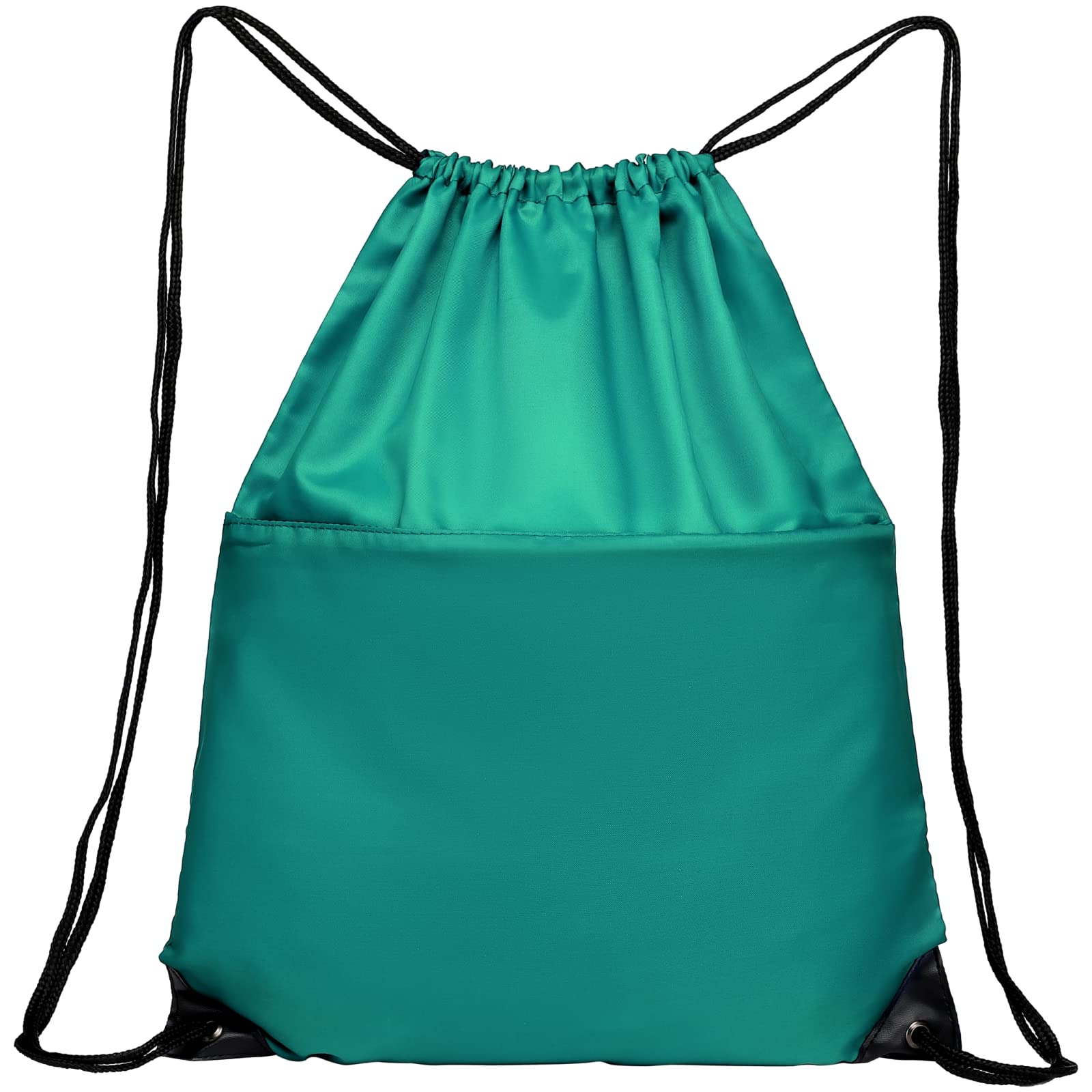 Lightweight Foldable Drawstring Backpack - 210D Nylon Gym Sack with Zipper Side Pocket for Men & Women | Perfect for Sports, Travel, Workout & School (Teal)