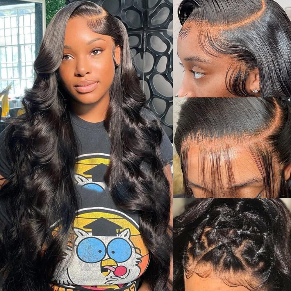 30 Inch 13x6 HD Transparent Lace Front Wig - Brazilian Human Hair with Pre-Plucked Bleached Knots & Baby Hair | Body Wave Glueless Wig for Daily Wear, Parties & Special Occasions