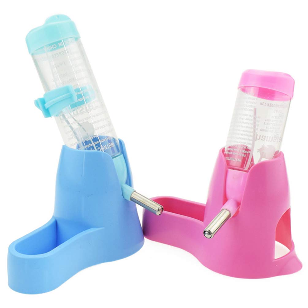 POPETPOP Hamster Water Bottle with Base Hut - Leak-Proof Small Pet Water Dispenser for Cage, Hamster Nest Accessories (Pink) - Perfect for Hamsters, Gerbils & Mice in Habitats or Travel Cages