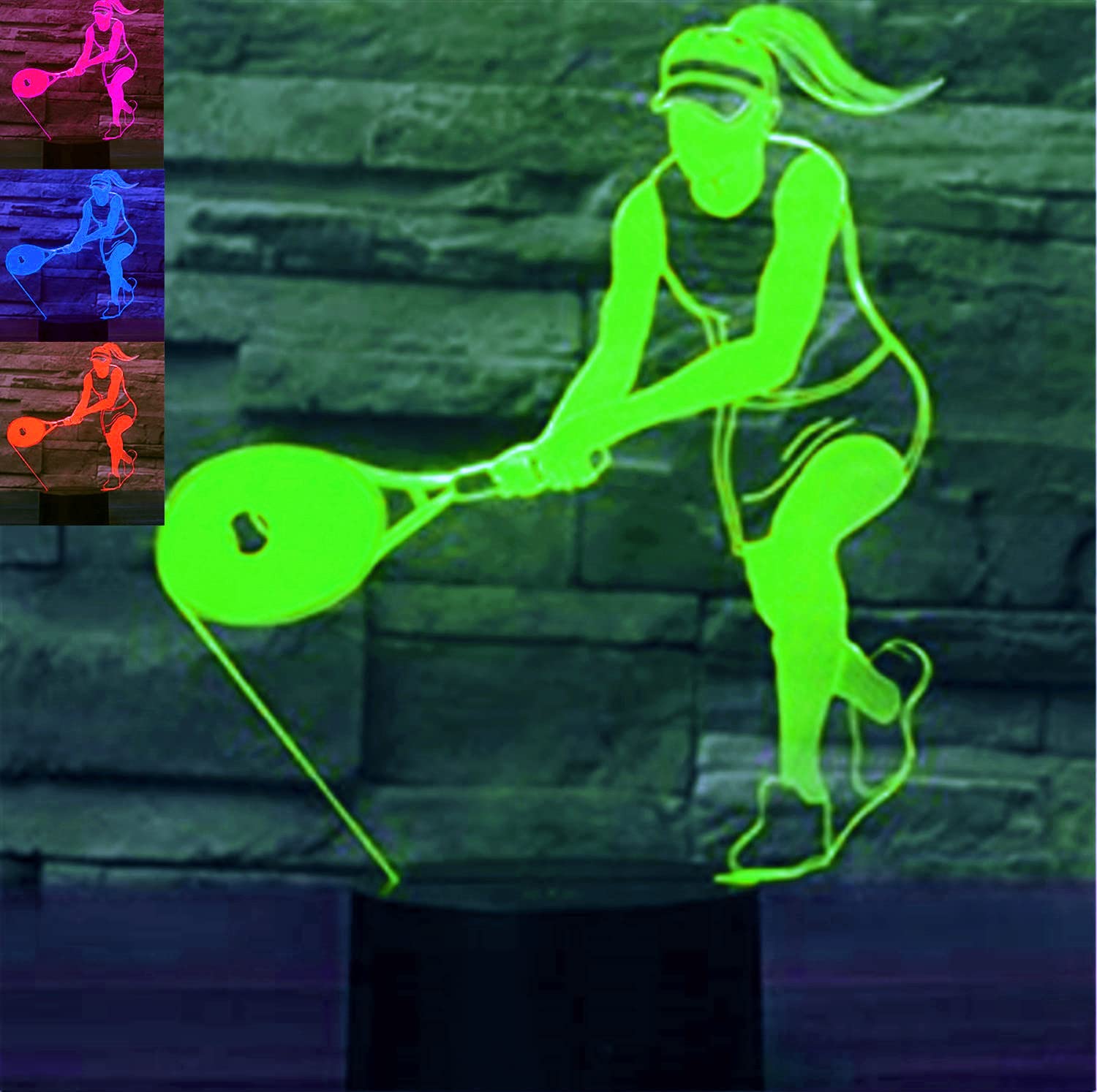3D LED Night Light Lamp - Tennis Player Animal Optical Illusion Desk Lamp with 7 Color Changing Modes | Perfect for Kids Room, Christmas Decor, Birthday Gifts & Home Decoration