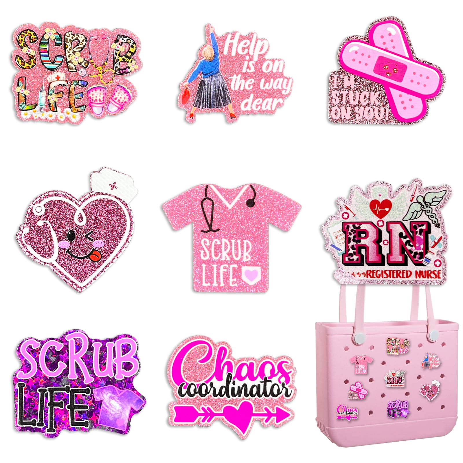 Cute Acrylic Nurse Charms for Bogg Bag - Nursing Student Gift for Beach Tote
