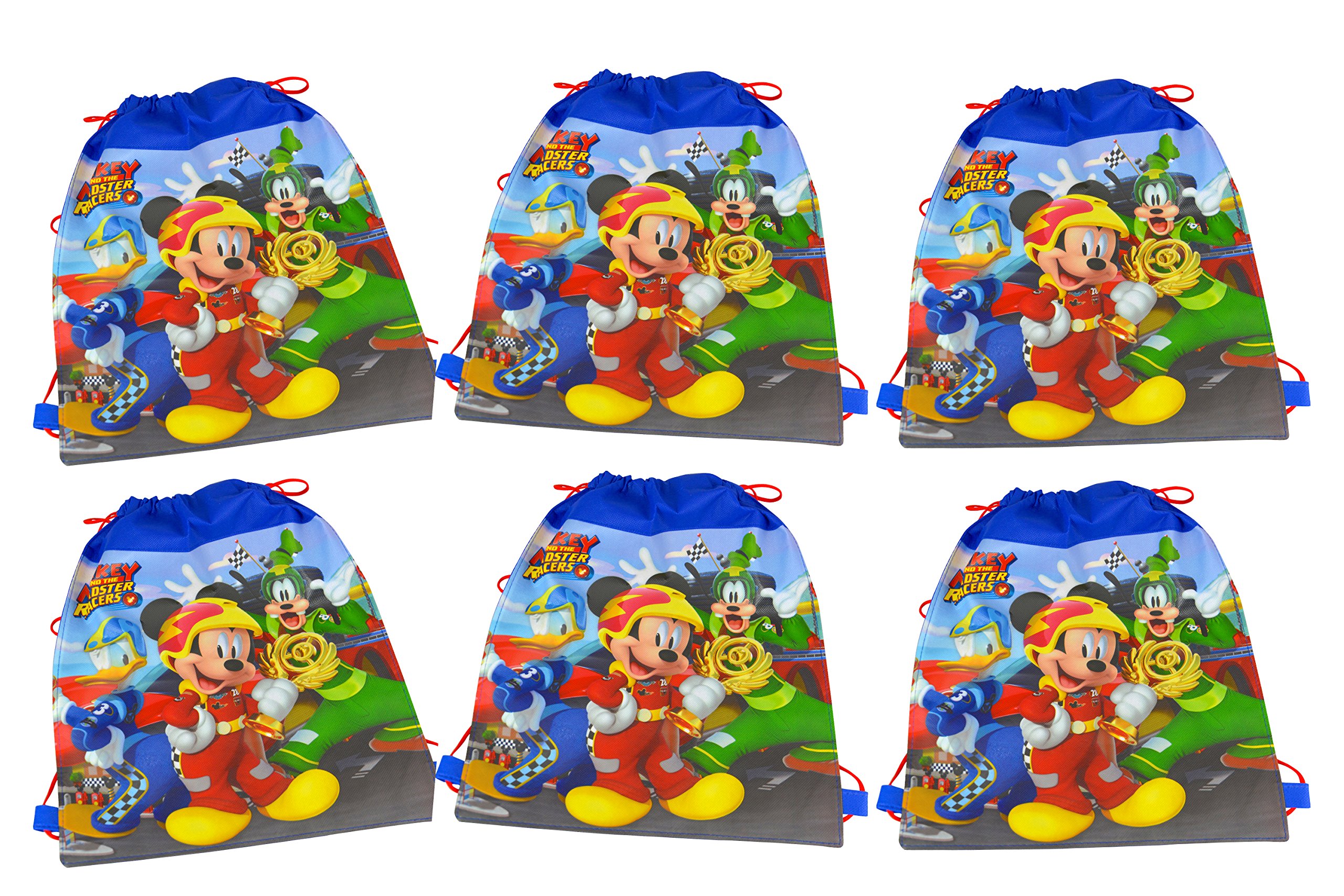 Disney Mickey Mouse Drawstring Backpack 6-Pack - Lightweight & Adjustable Sling Bags for Kids, School, Travel, Sports & Theme Parks
