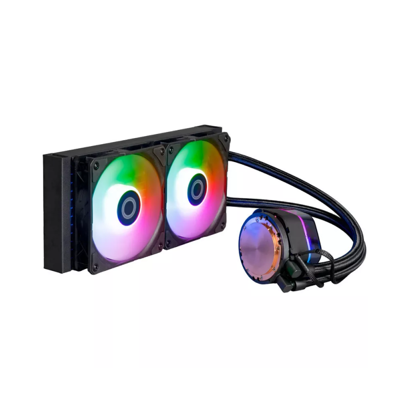 Cooler Master MLX-D24M-A25PZ-R1 MasterLiquid 240 Atmos ARGB CPU Liquid Cooler - 240mm Radiator, Dual Chamber Pump, RGB Lighting, 5-Year Warranty - Perfect for Gaming PCs, Workstations, and High-Performance Cooling Solutions