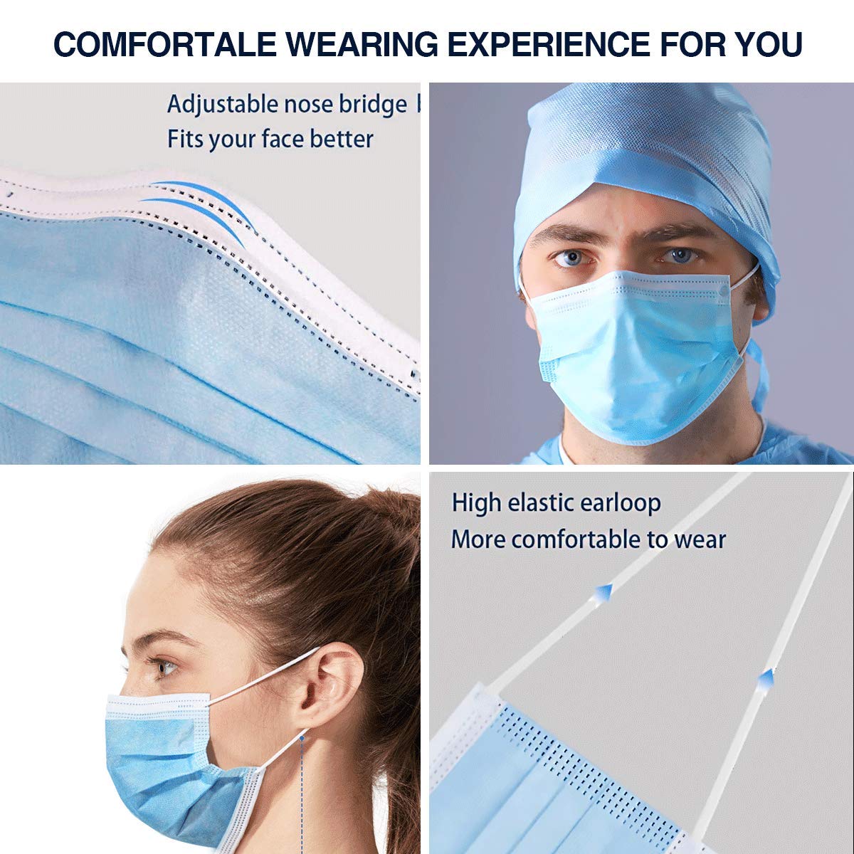 DR.MOXA 5000 Pack Disposable 3-Ply Face Masks - 50 Boxes (100pcs/Box) | Medical Grade Protection for Daily Use, Work & Travel | Bulk Wholesale Masks for Adults & Kids