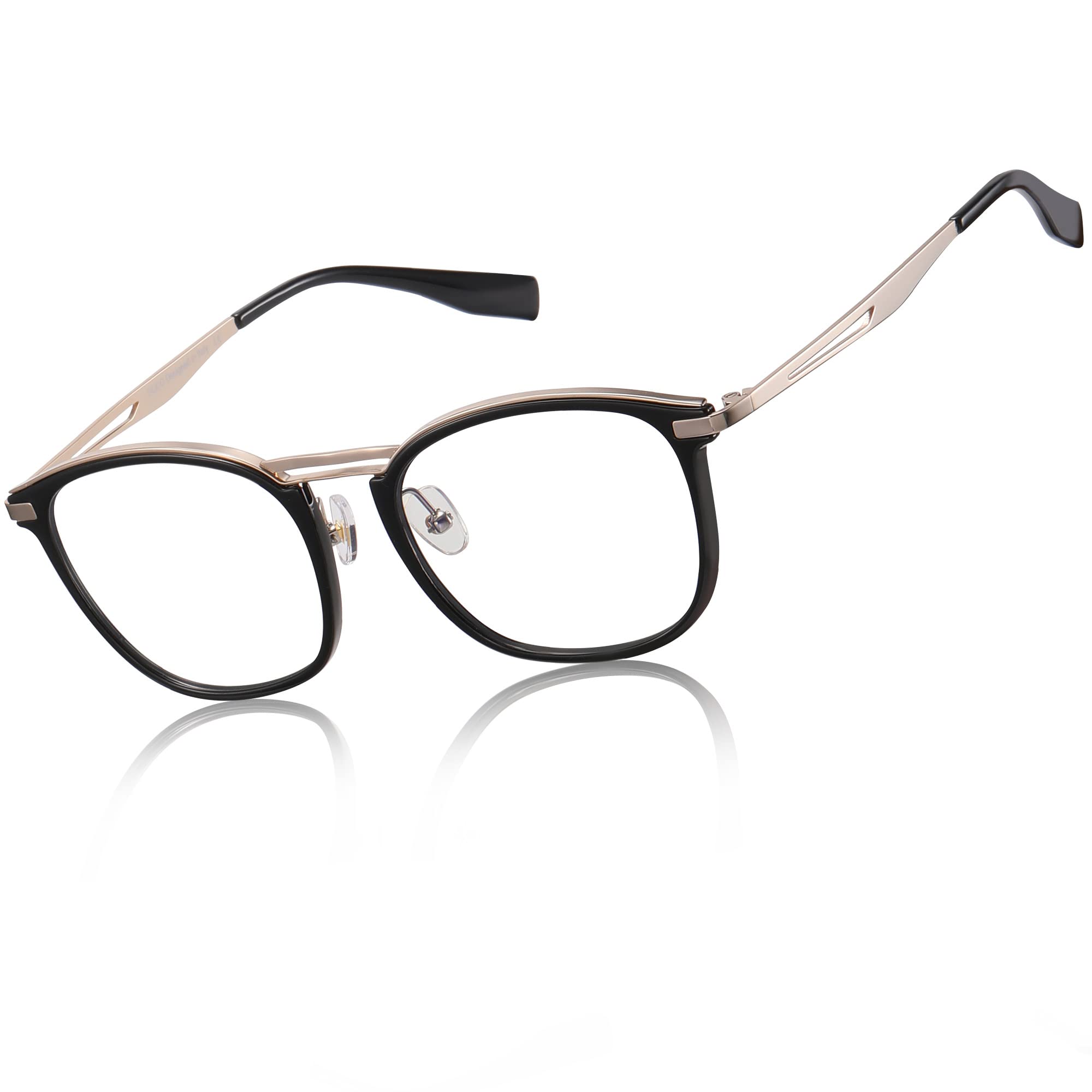 DUCO Blue Light Blocking Glasses for Men - Anti Blue Ray Computer Glasses with Retro Square Frame, Fashion Eyeglasses 5223 - Perfect for Gaming, Office Work & Screen Time Protection