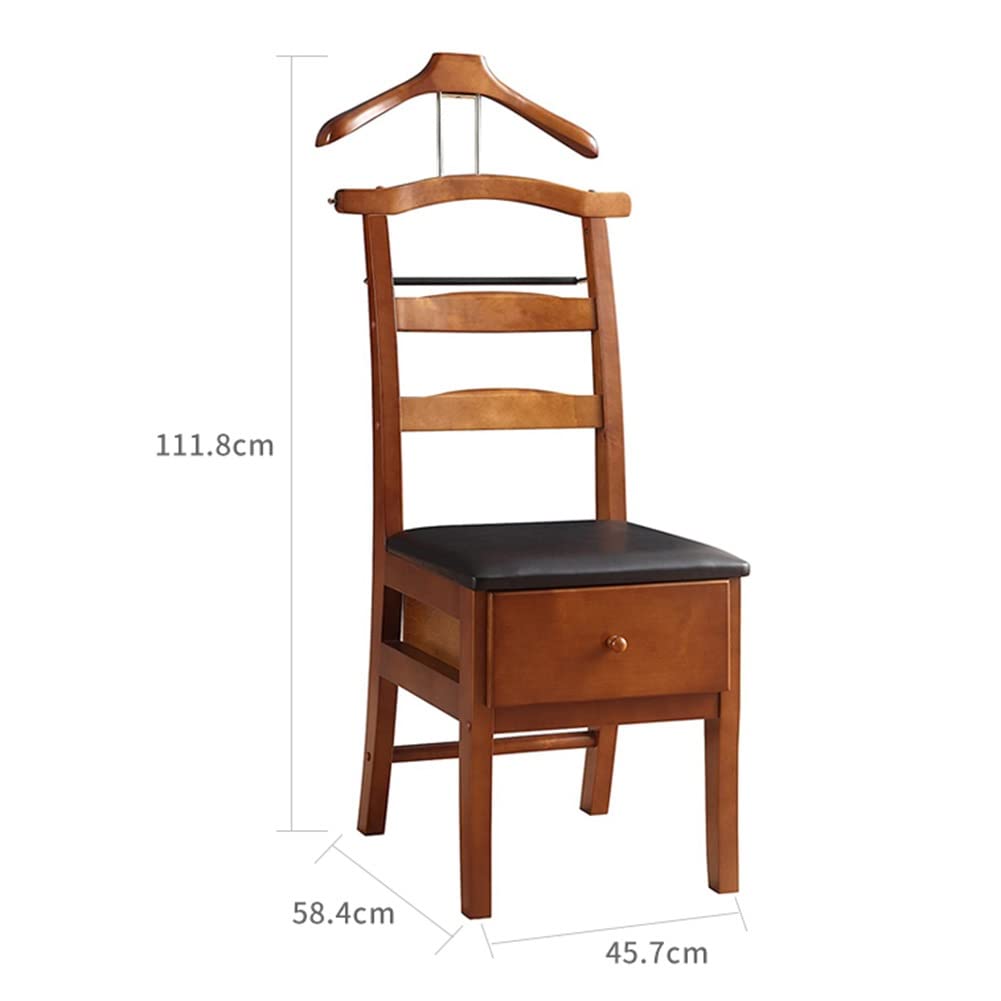 Wooden Valet Stand with Drawer - Freestanding Clothes Rack with Trouser & Tie Bar - Suit Valet Stand for Men & Women - Perfect for Bedroom, Closet & Dressing Room Organization