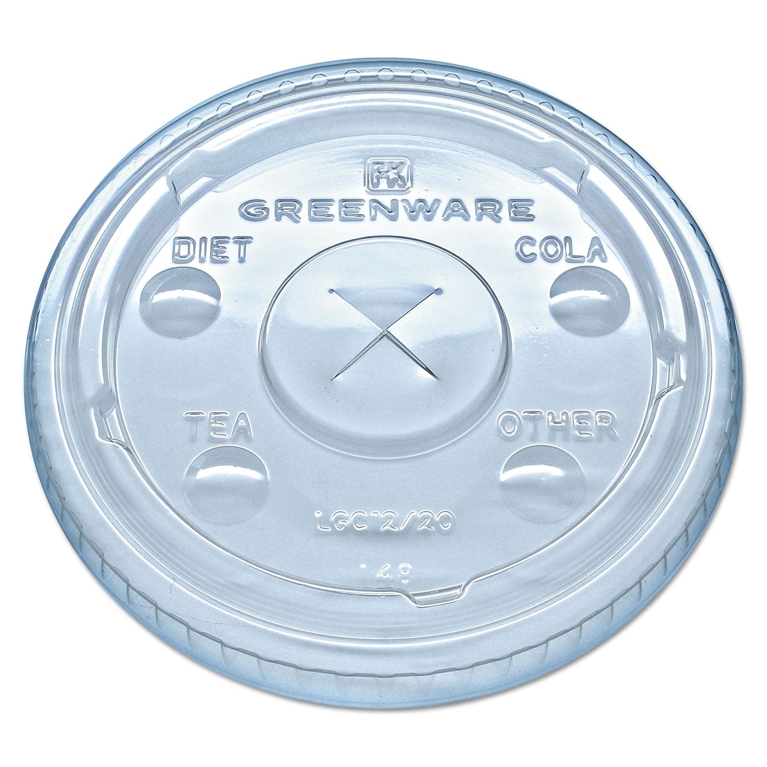 Fabri-Kal LGC1220 Clear Greenware Cold Drink Lids - Fits 9oz, 12oz & 20oz Cups - 1000 Lids per Carton - Perfect for Restaurants, Cafes & Fast Food Businesses