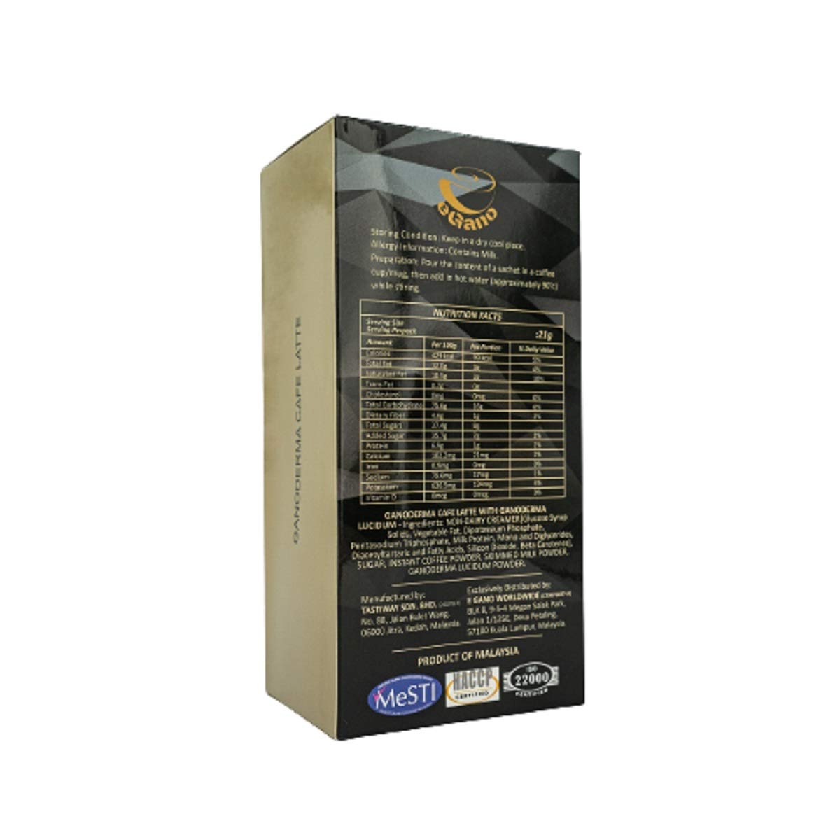 Premium Ganoderma Black Coffee & Cafe Latte Instant Coffee with Ganoderma Lucidum - 8 Count (32 Sachets) - Dark Roast - Vegan & Gluten Free - Perfect for Home, Office, or Travel - Boosts Energy & Immunity Naturally