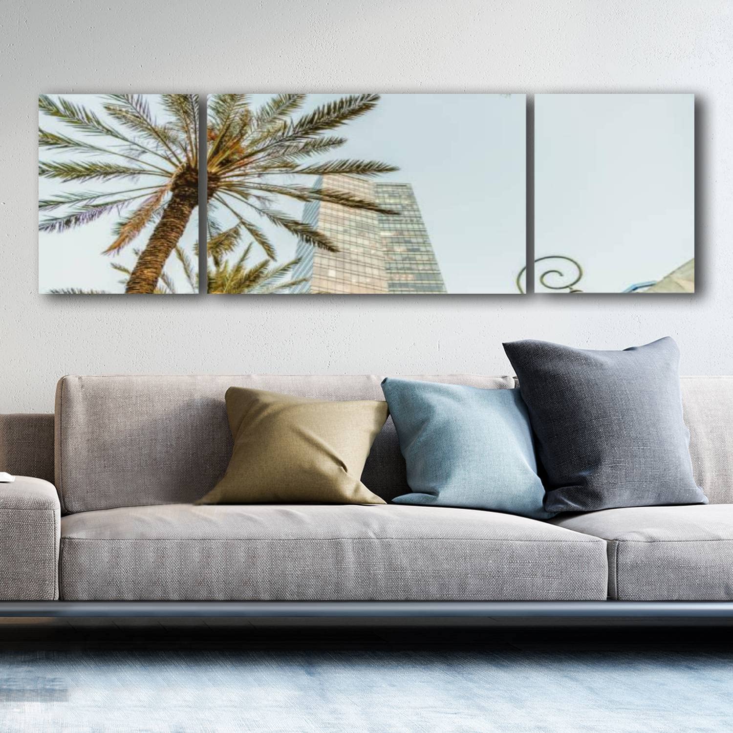Premium Framed Giclee Canvas Print - Modern Urban Tel Aviv Skyline Rothschild Boulevard Wall Art (63”W x 20”H) - Office & Living Room Decor, Perfect for Home & Business Spaces