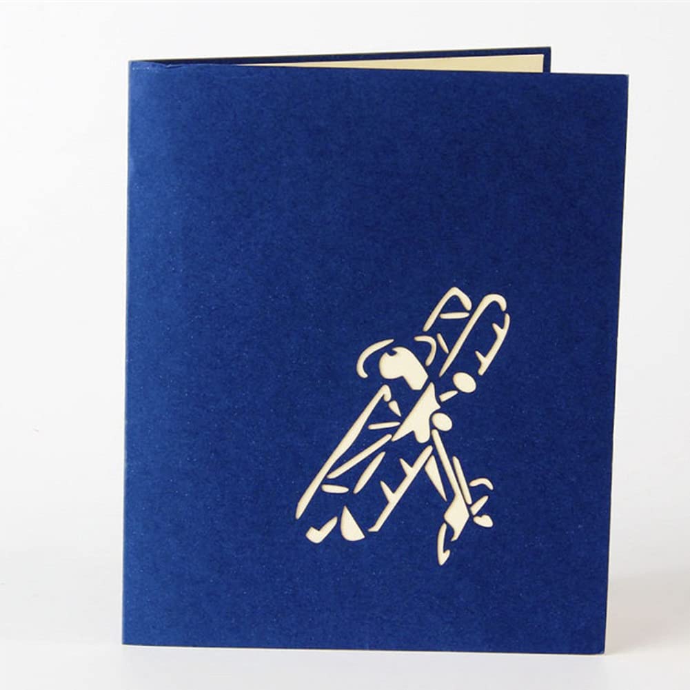 3D Blue Plane Pop Up Greeting Card for Father's Day, Birthday, Retirement - Perfect Gift for Dad, Husband, Son, Brother | Unique Handmade Paper Craft for Special Occasions & Celebrations