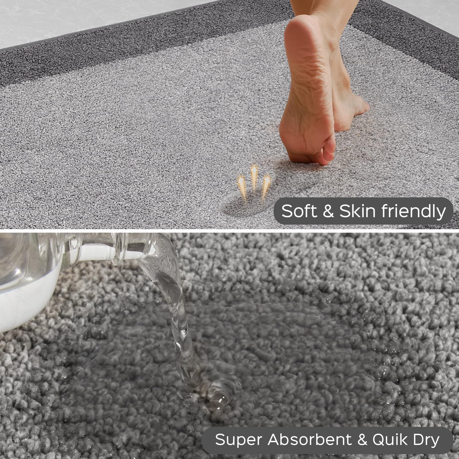 Machine Washable Non-Slip Kitchen Rugs Set of 2 (24
