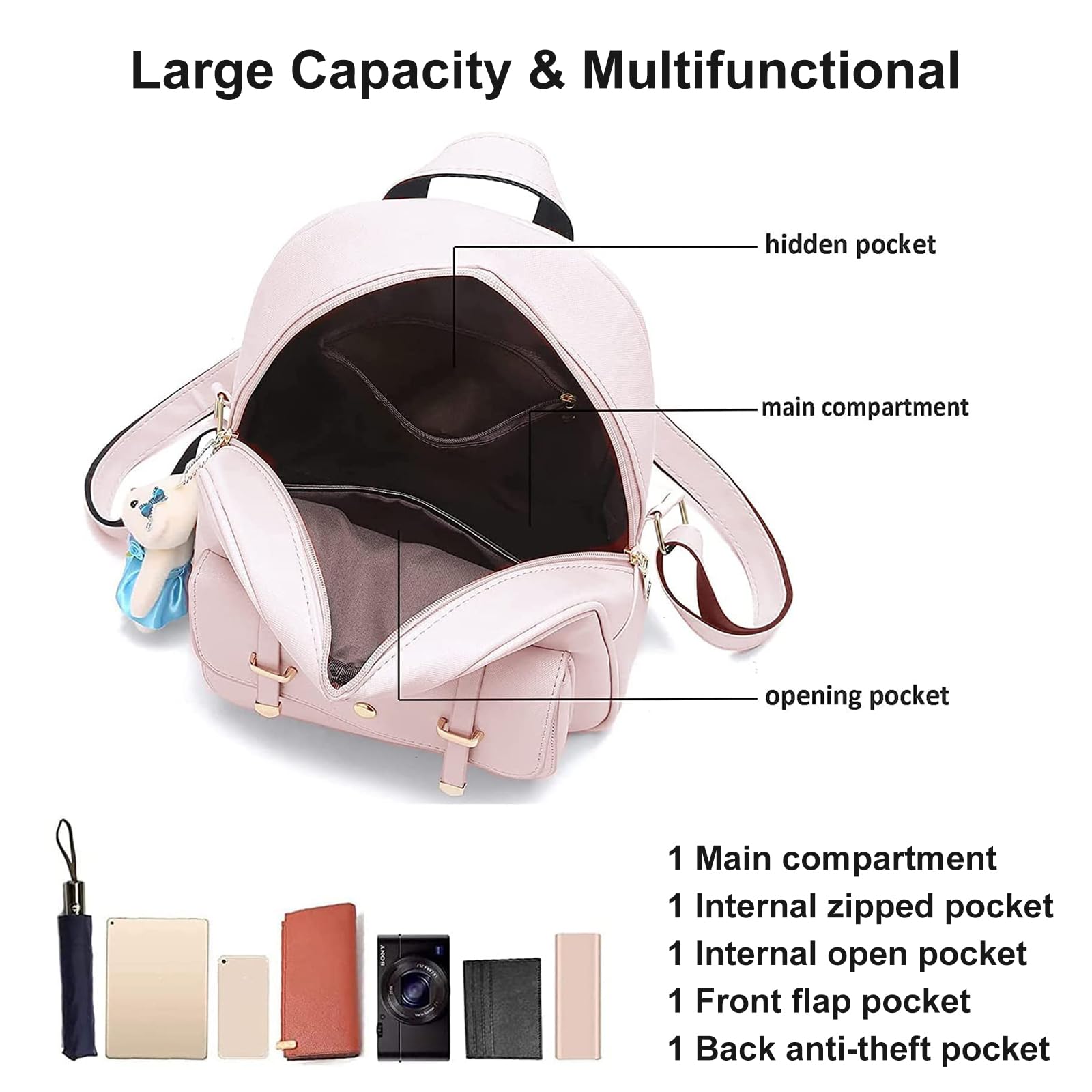 Cute Mini Backpack for Girls - PU Leather Small Backpack Purse Set for Teens & Kids | School, Travel, and Daily Use