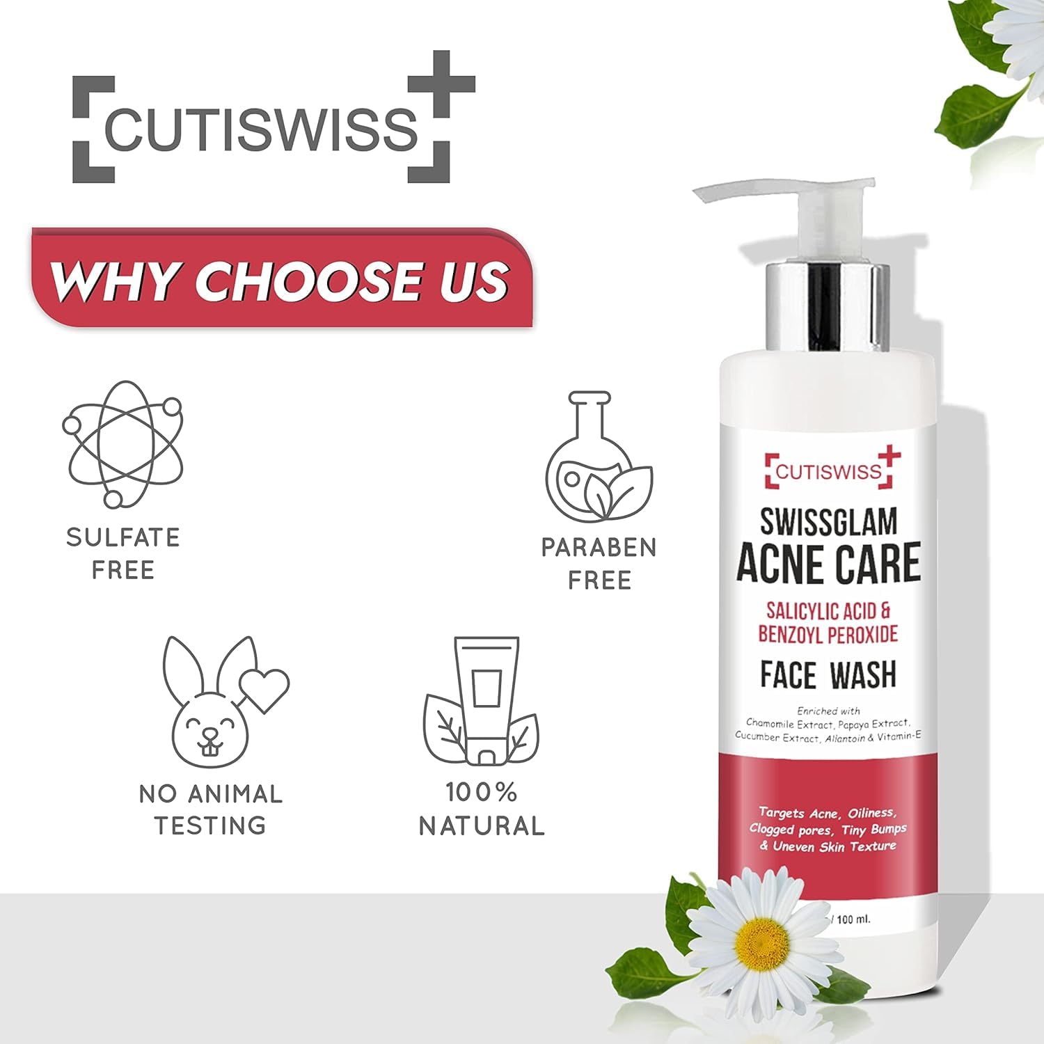 1% Salicylic Acid Face Wash for Oily, Dry & Acne-Prone Skin | Gentle Acne Treatment Cleanser - 100ml | Daily Deep Cleansing for Clear, Healthy Skin