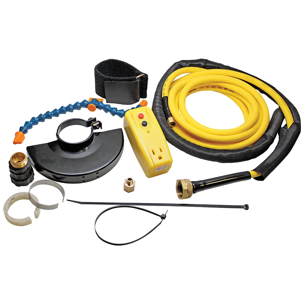 Alpha 6 Inch Dry to Wet Grinder Conversion Kit - 120V 12000 RPM Industrial Grinder Attachment with Safety Guard, Water Hose & GFCI Connectors - Perfect for Concrete, Tile & Masonry Cutting