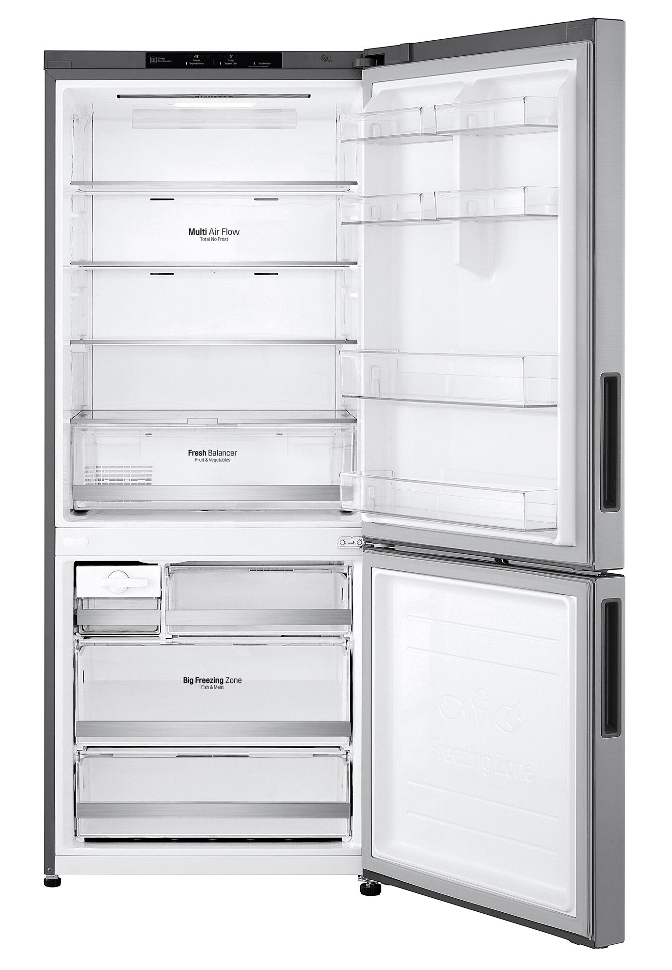 LG 420L Bottom Mount Refrigerator with Freezer - Stainless Steel GB-455PL - Energy Efficient French Door Fridge for Modern Kitchen & Home Use