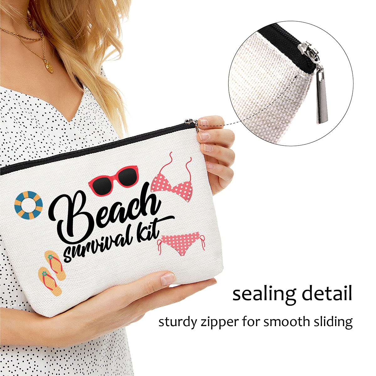 Waterproof Travel Makeup Bag for Women - Large Cosmetic Organizer with Roomy Storage, Beach Survival Kit & Toiletry Essentials - Perfect for Vacations, Gifts & Daily Use