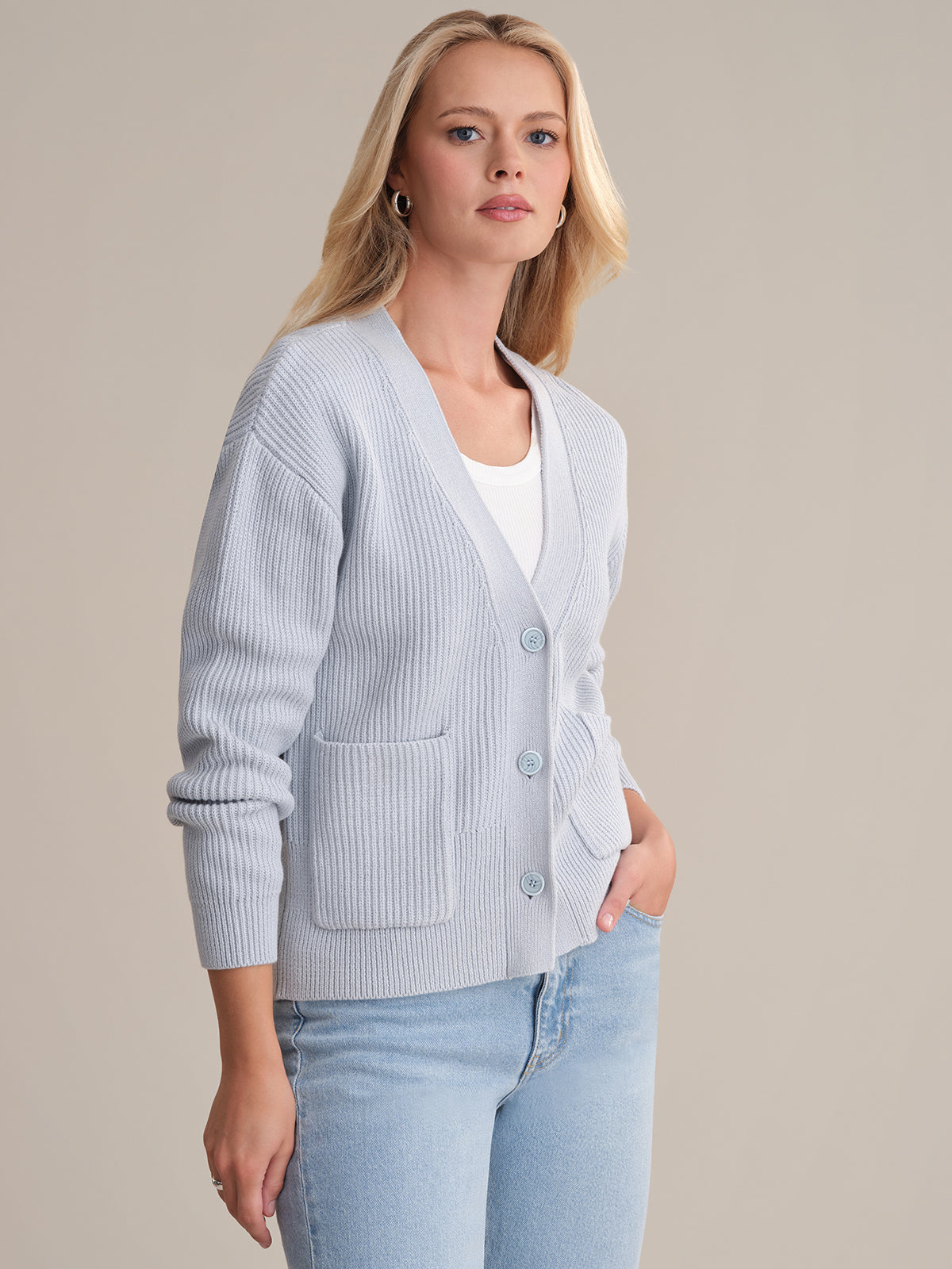 Abigail Women's V-Neck Cotton Cardigan - Soft & Comfortable Knit Sweater for Casual Wear, Office, and Layering