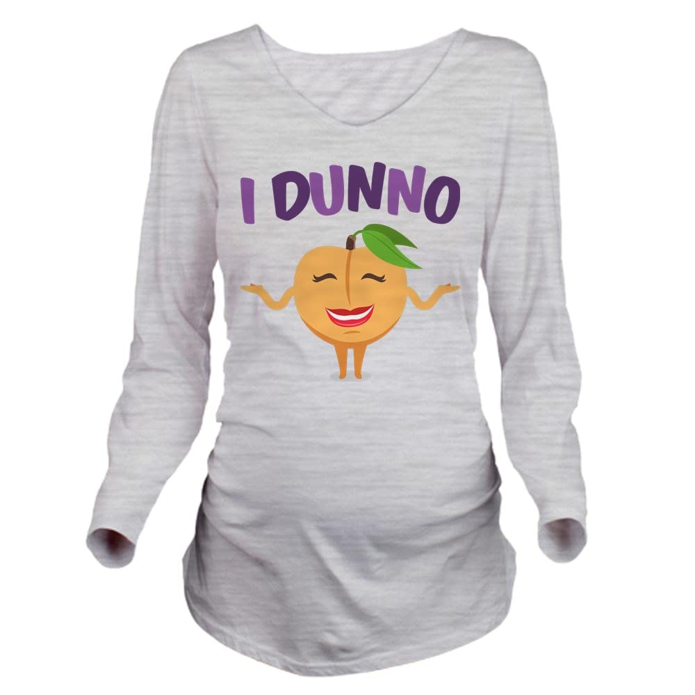 Emoji Peach 'I Dunno' Long Sleeve Maternity T-Shirt for Pregnant Women - Comfortable & Stylish Pregnancy Tee for Casual Wear & Maternity Photos